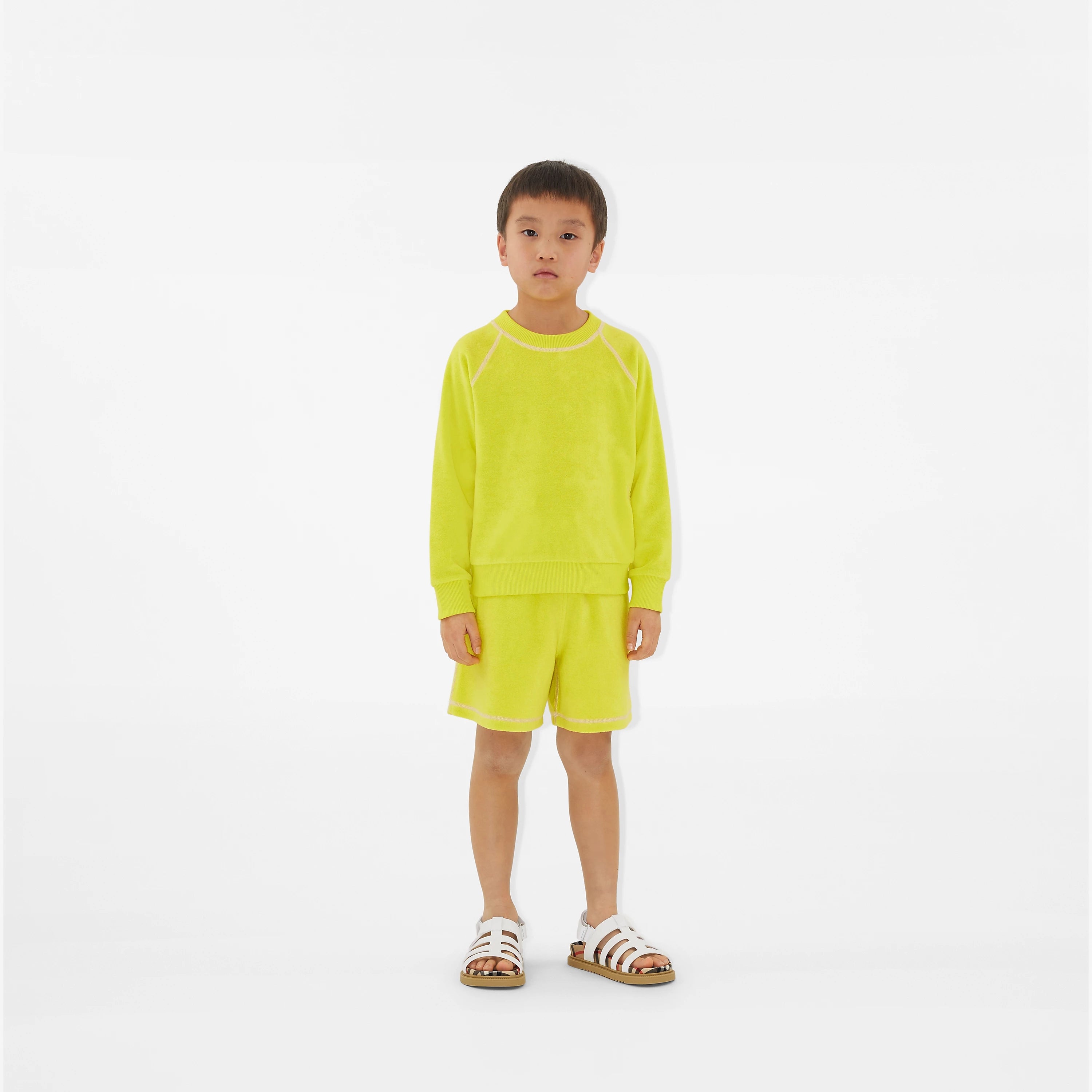 Boys & Girls Fluo Green Cotton Sweatshirt