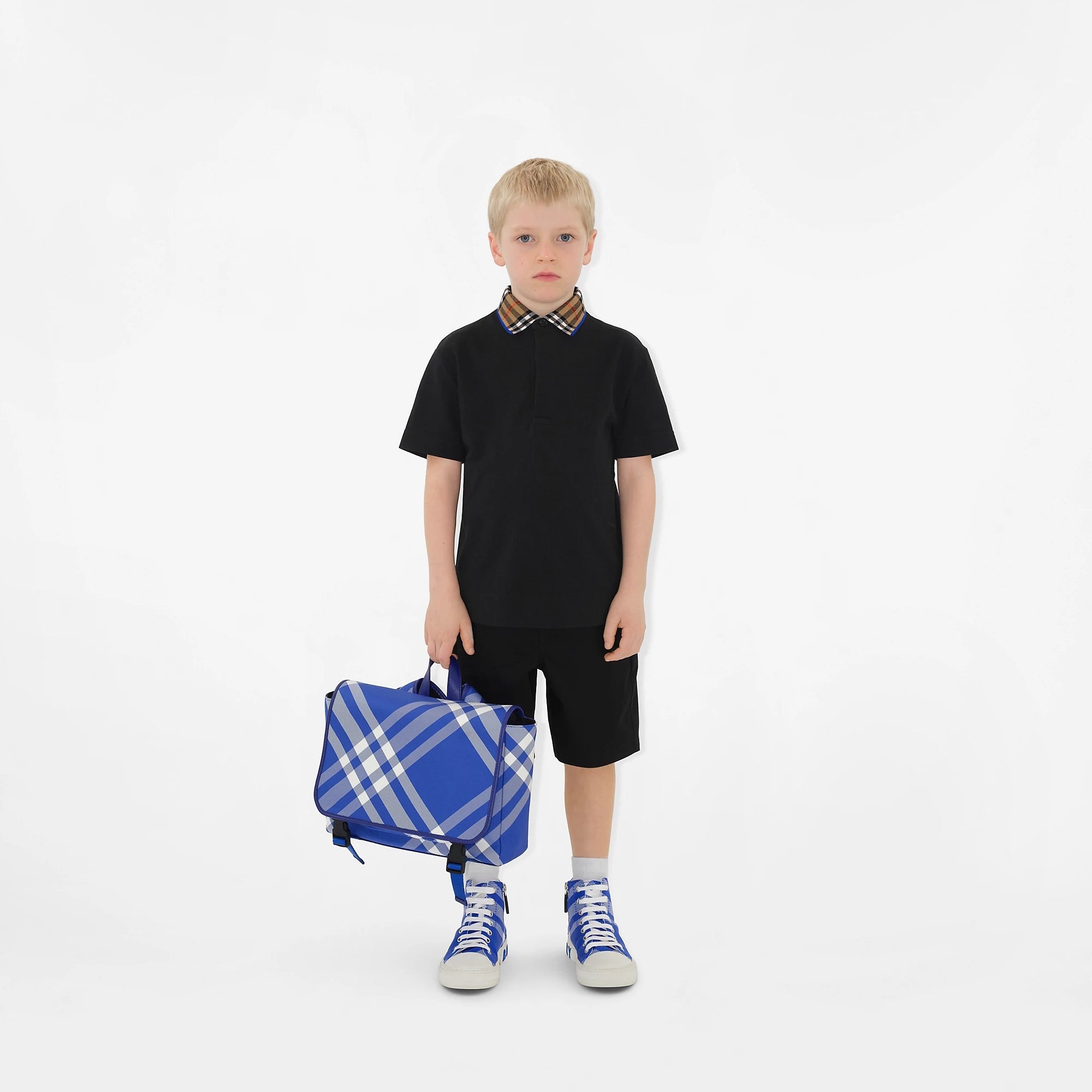 Boys Black Cotton Polo Shirt