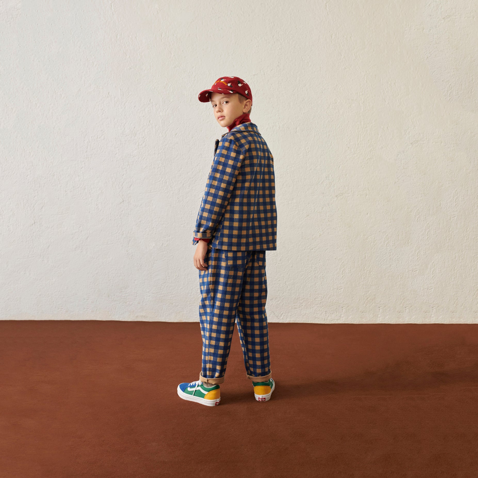 Boys & Girls Blue Check Corduroy Trousers