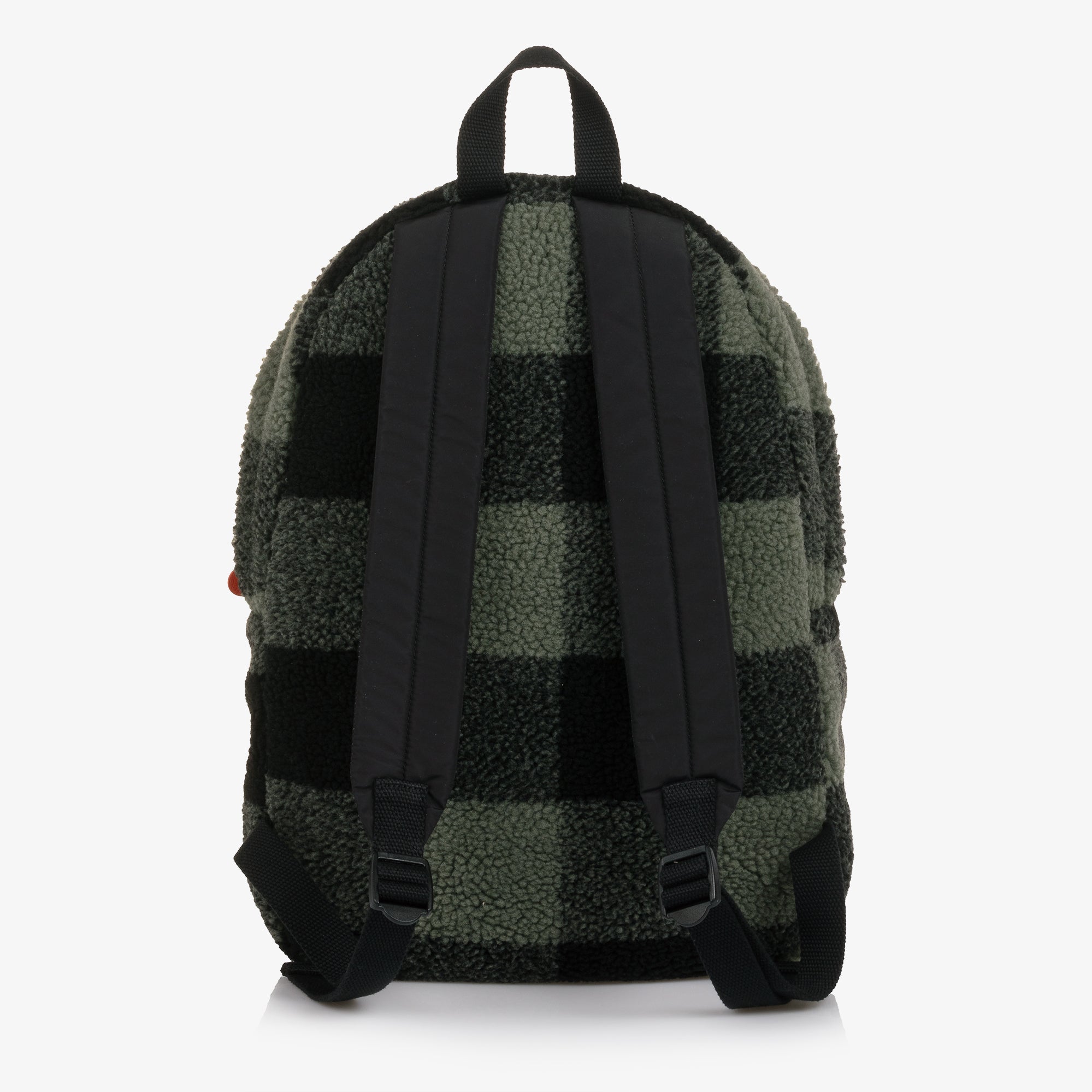 Boys Black & Green Check Sherpa Backpack(43cm)