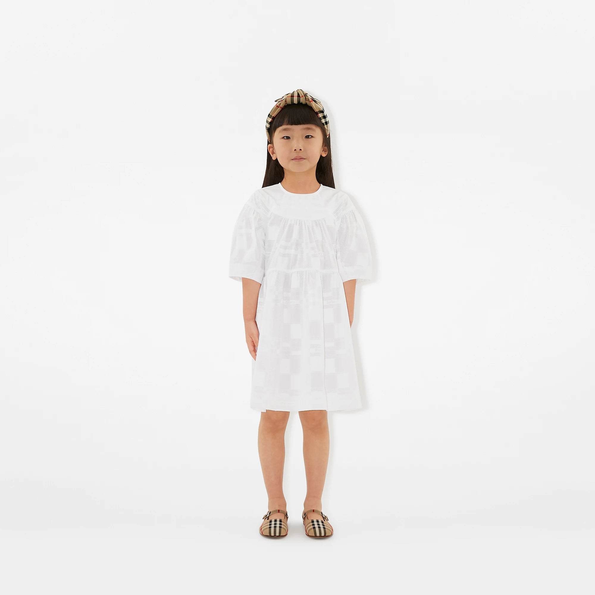 Girls White Cotton Dress