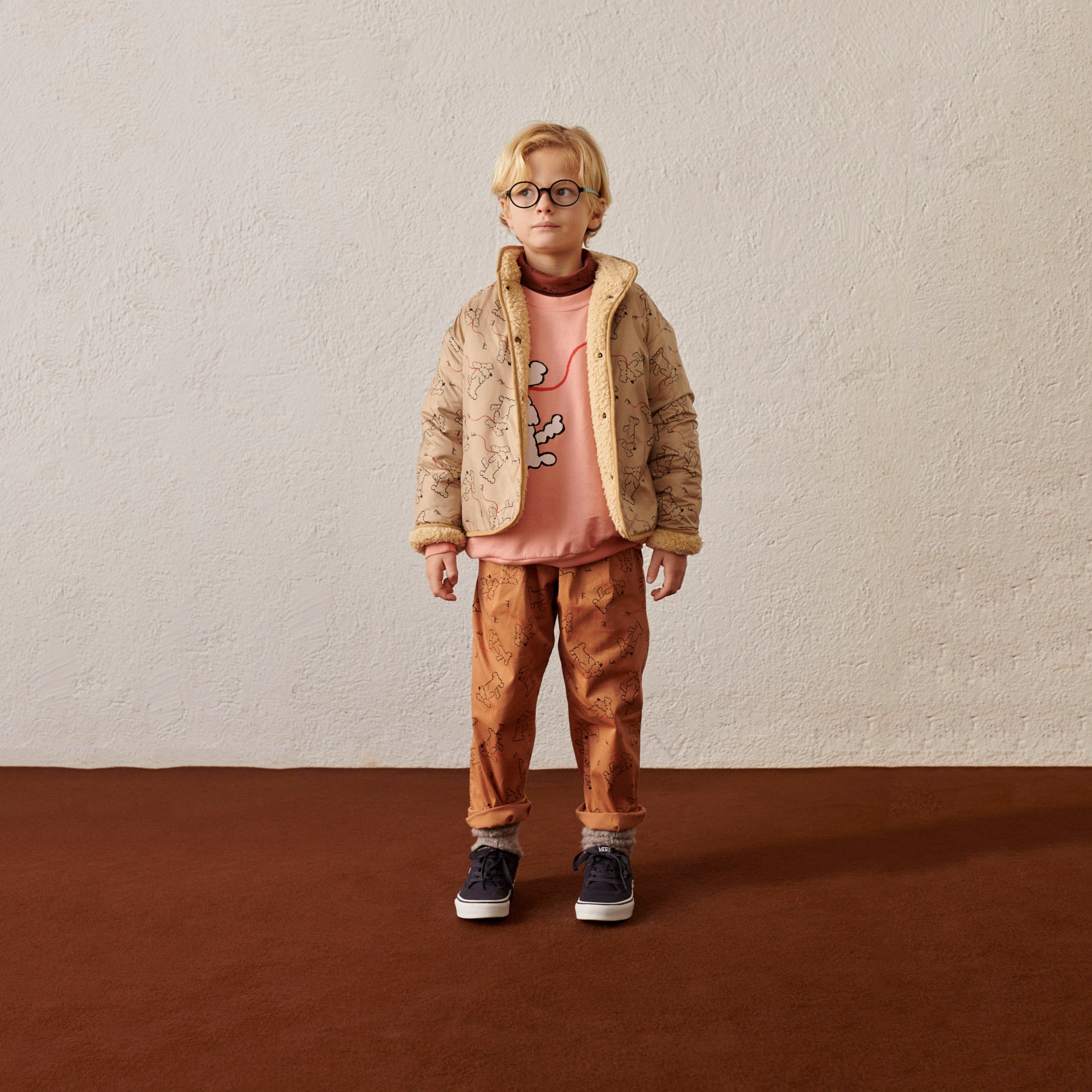 Boys & Girls Beige Printed Reversible Jacket