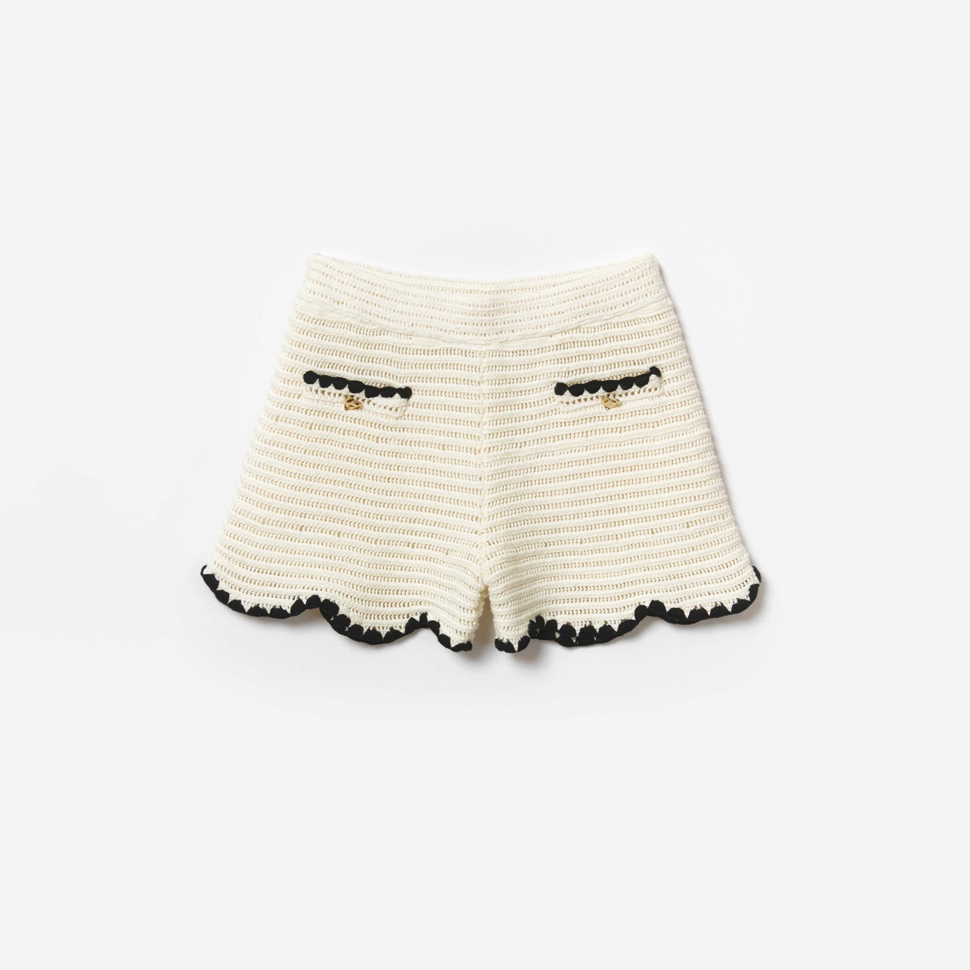 Girls White Knit Shorts