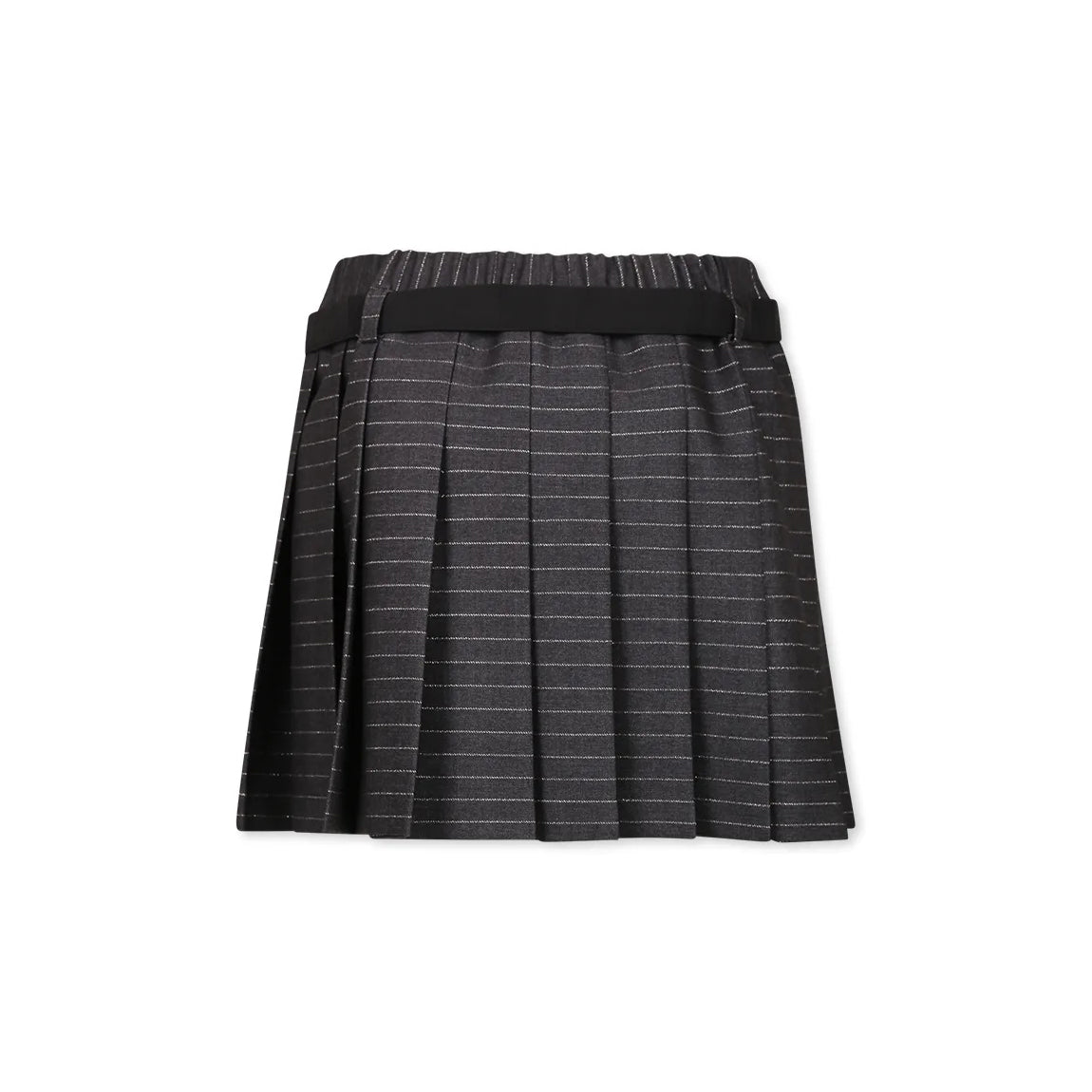 Girls Grey Stripes Pleated Skirt