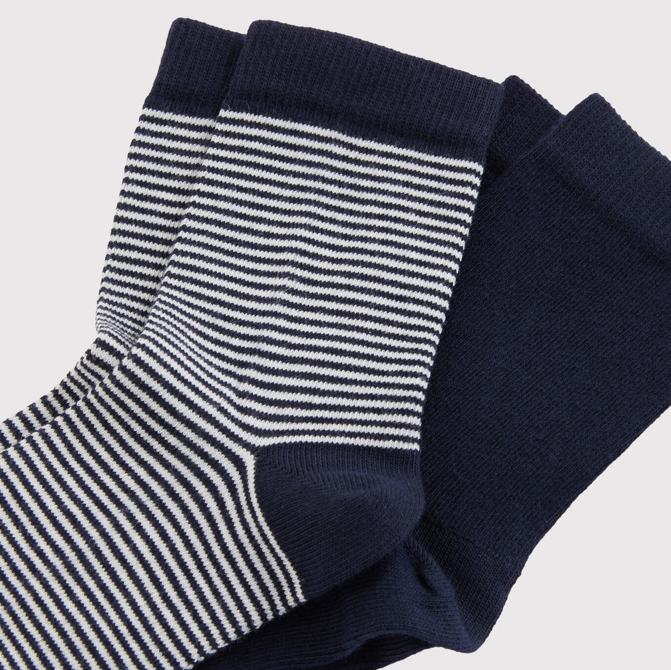 Boys Navy Striped Cotton Sock Set(2 Pack)