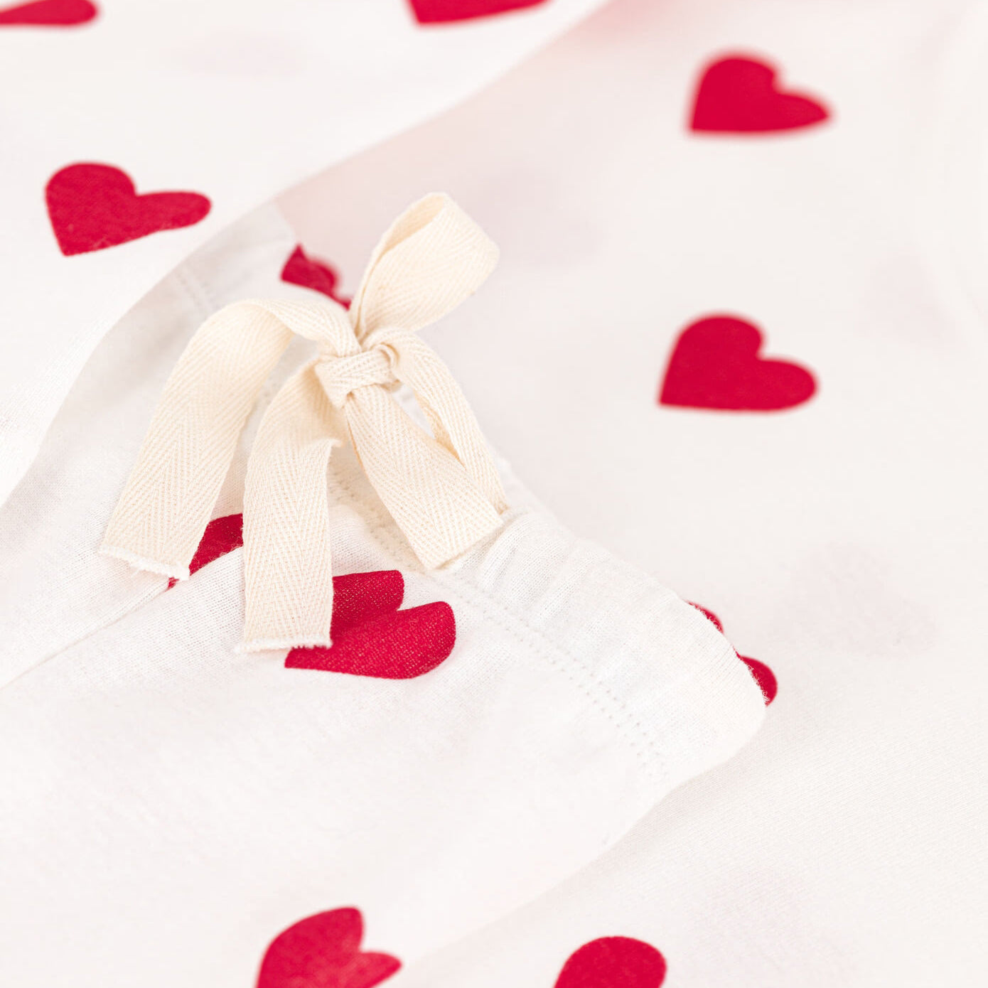 Women White Heart Cotton Nightwear Set