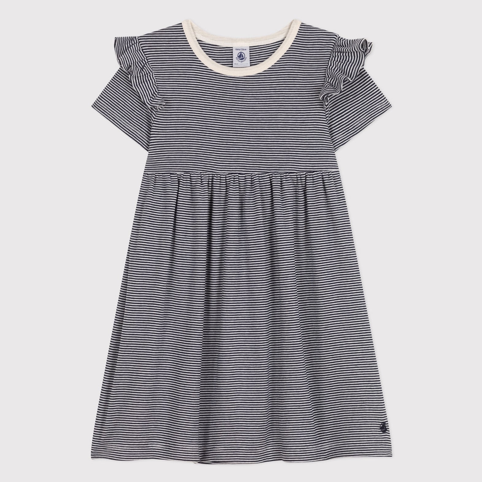 Girls Navy Stripes Cotton Dress