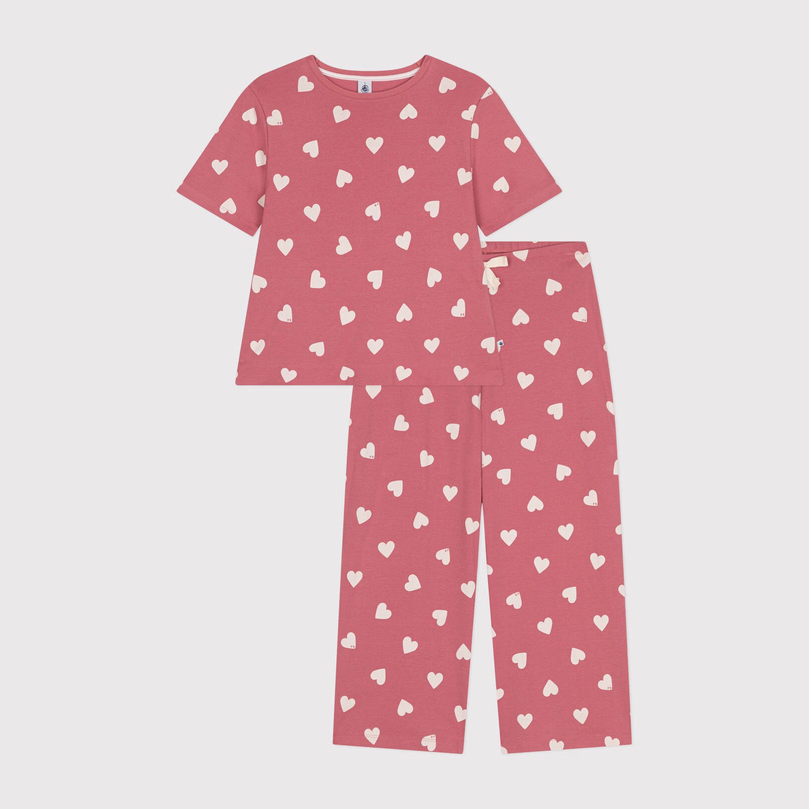 Women Pink Heart Cotton Nightwear Set