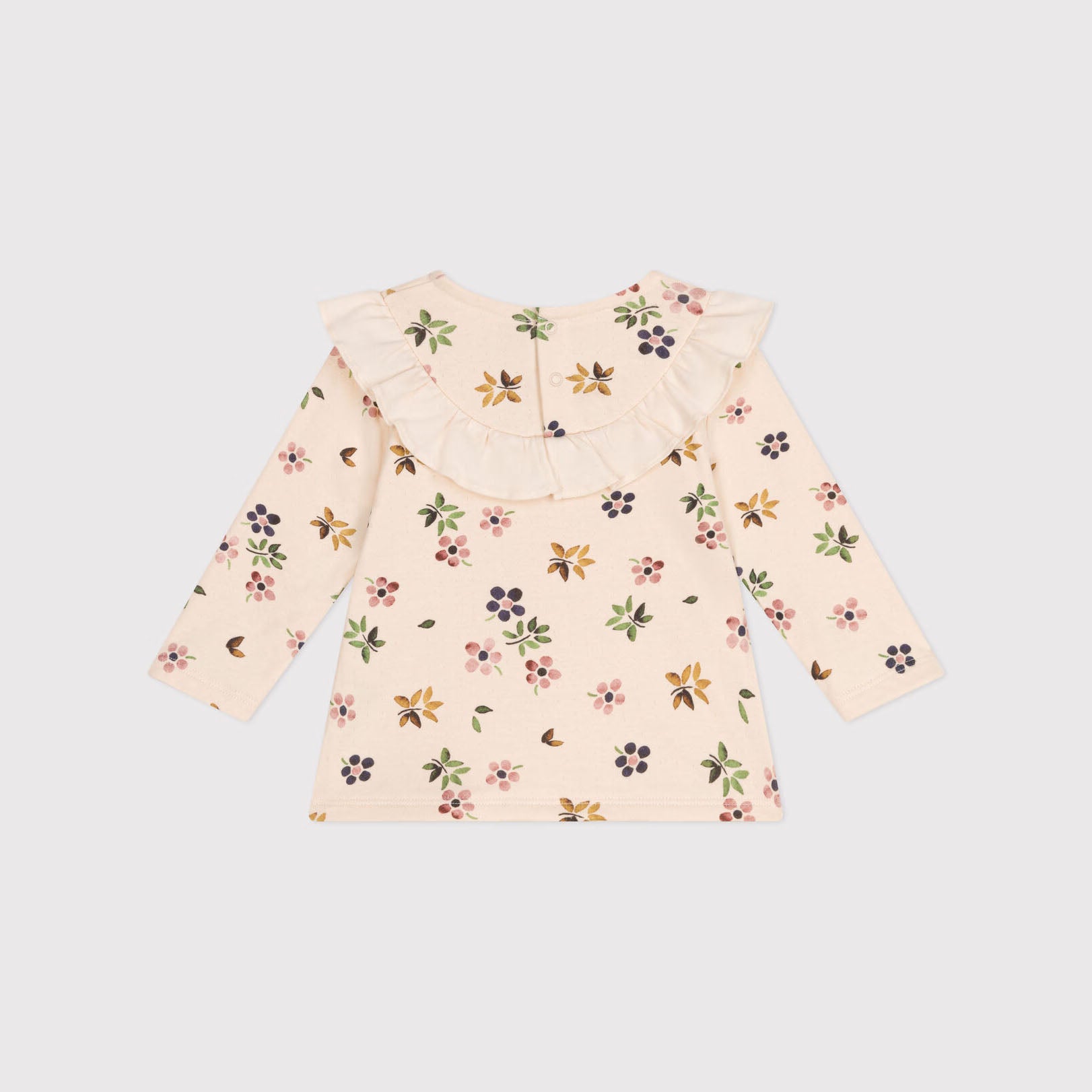 Baby Girls Beige Floral Cotton T-Shirt