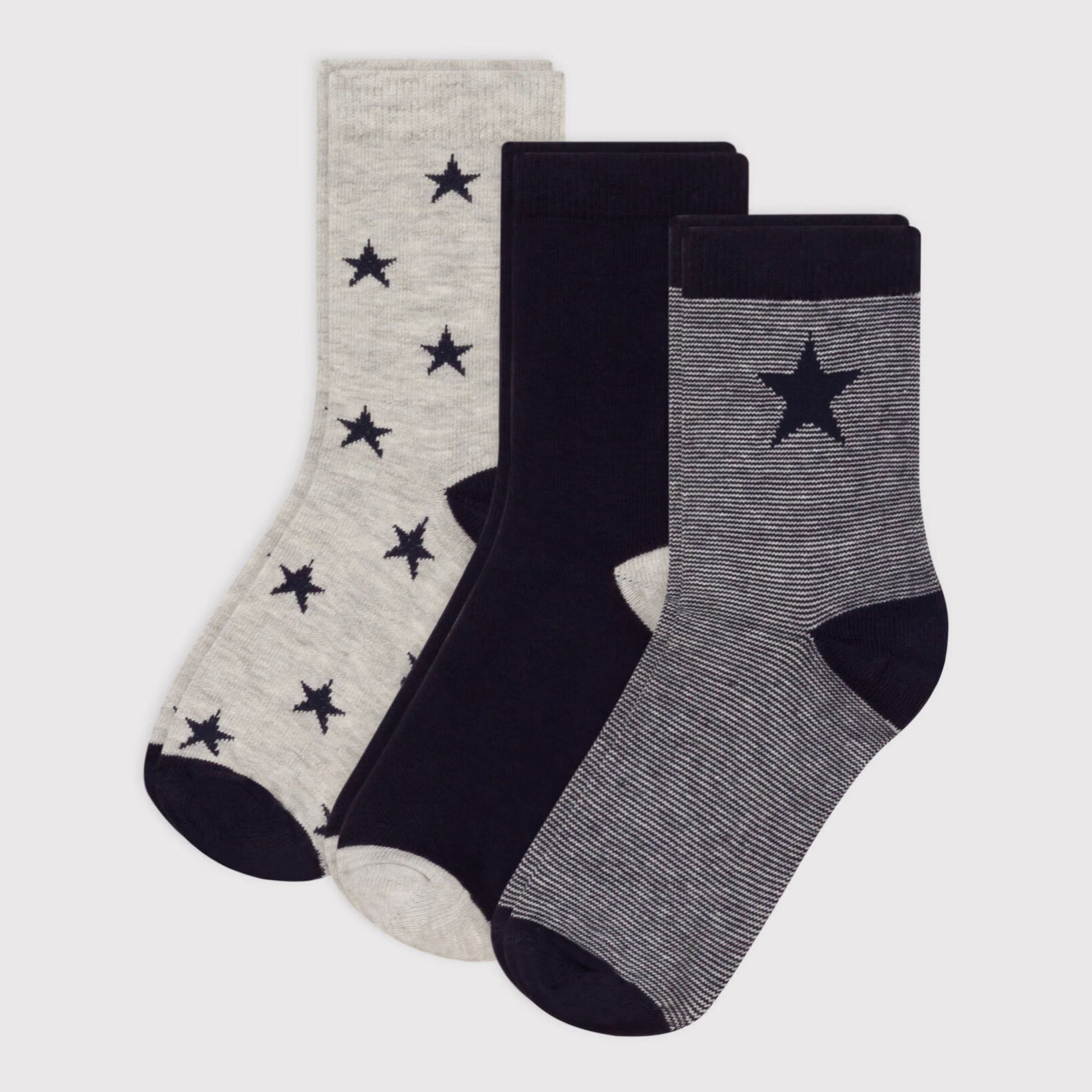 Boys Tricolor Cotton Socks Set(3 Pack)