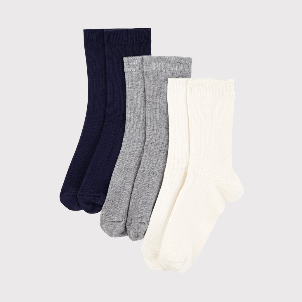 Boys Tricolor Cotton Socks Set(3 Pack)