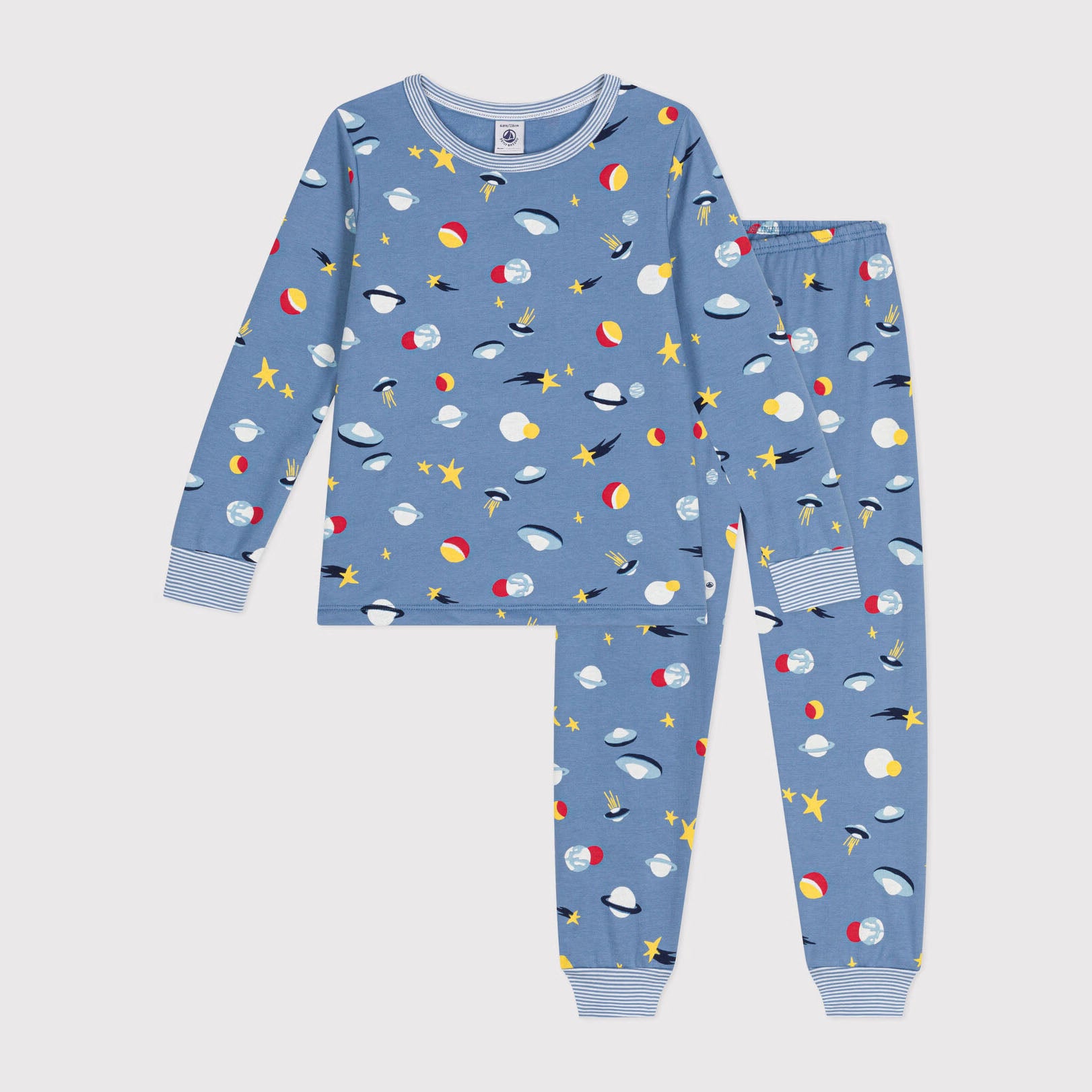 Boys Blue Printed Cotton Nightwear Set