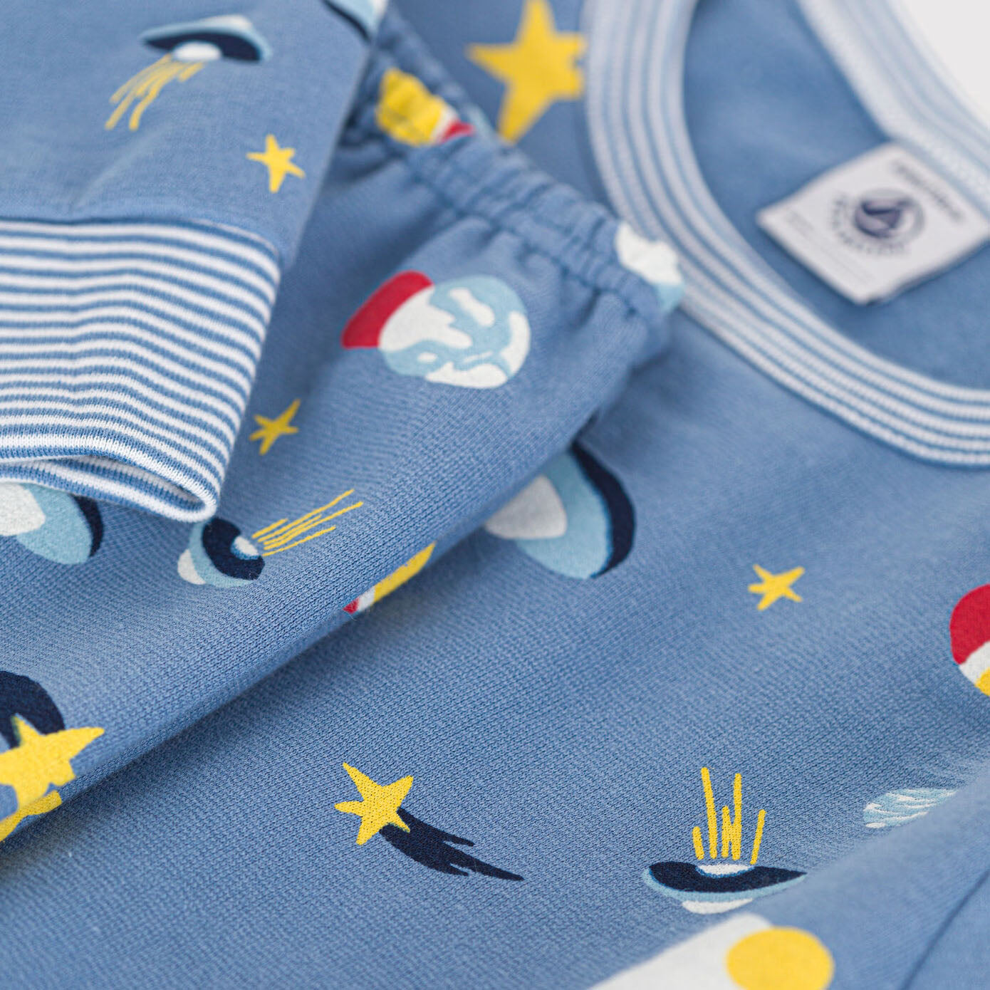 Boys Blue Printed Cotton Nightwear Set