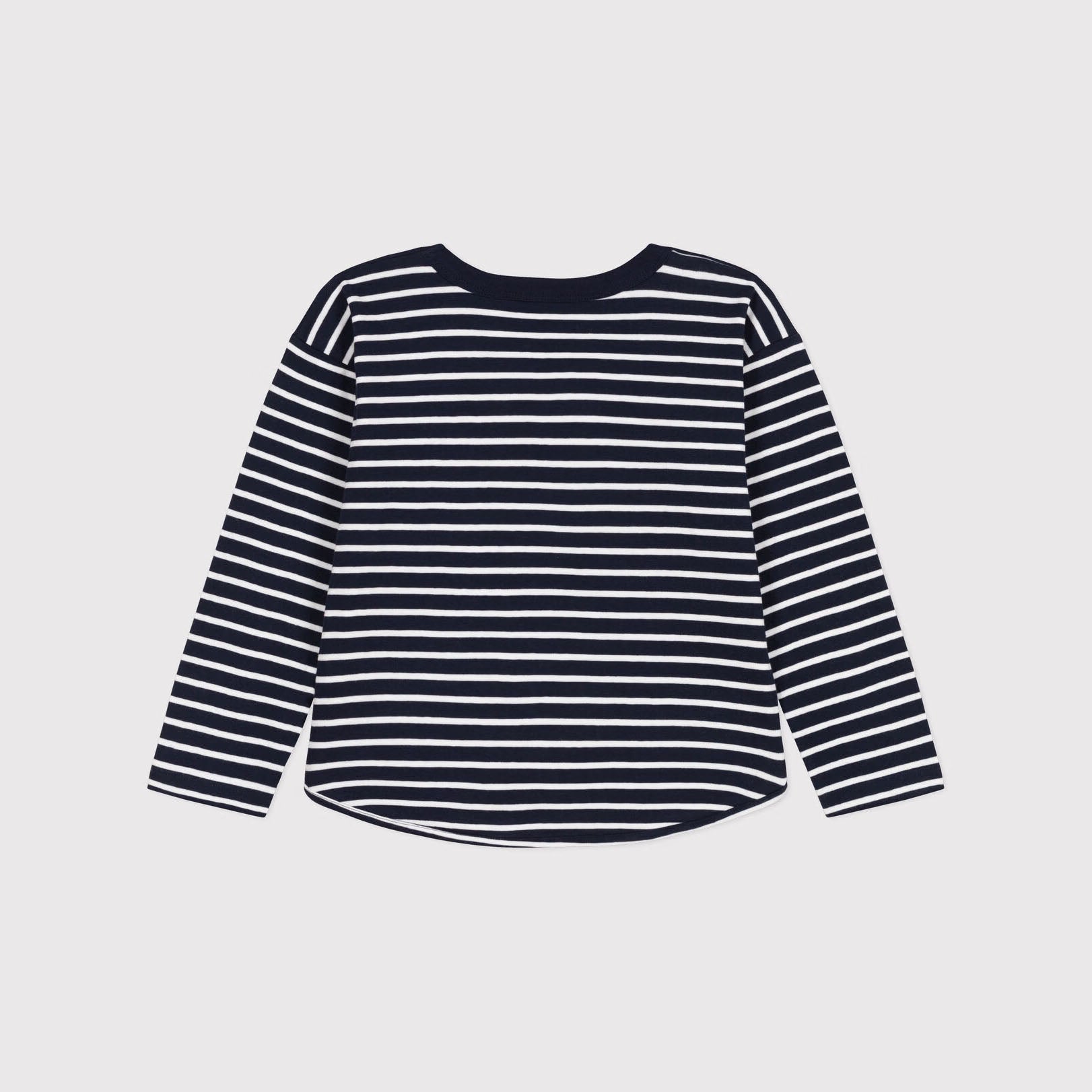 Boys Dark Blue Stripes Cotton T-Shirt