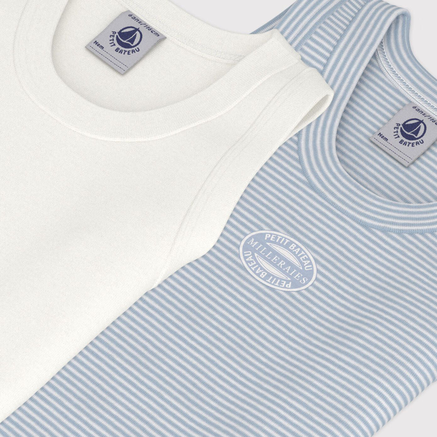 Boys Blue Cotton Vest Set(2 Pack)