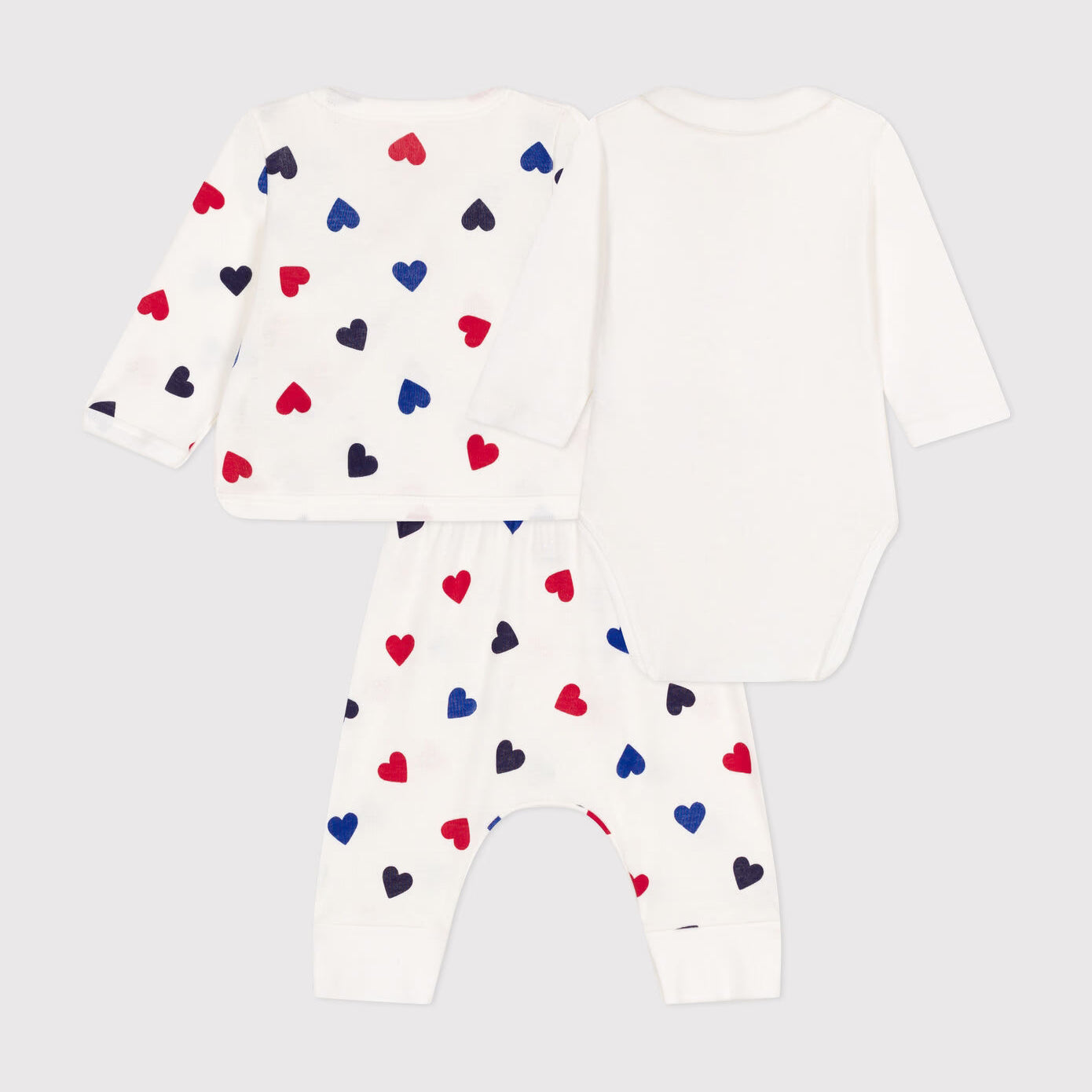 Baby Boys & Girls White Heart Cotton Set(3 Pack)