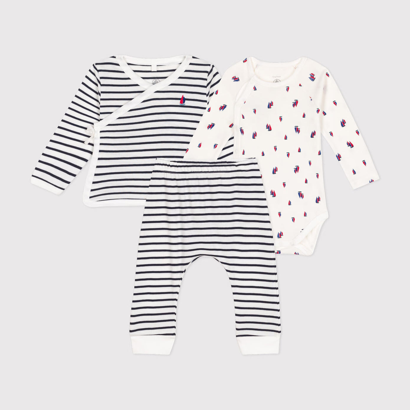 Baby Boys & Girls Navy Stripes Cotton Set(3 Pack)