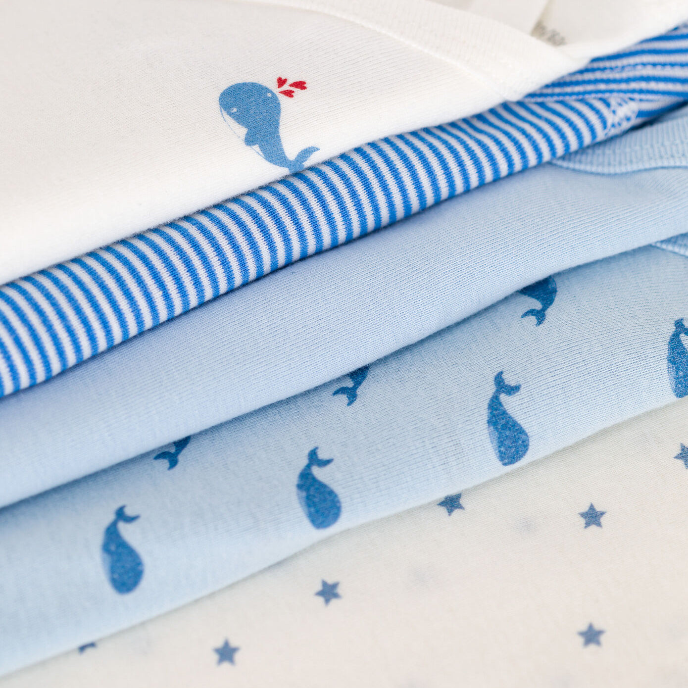Baby Boys & Girls Blue Cotton Babysuit Set(5 Pack)