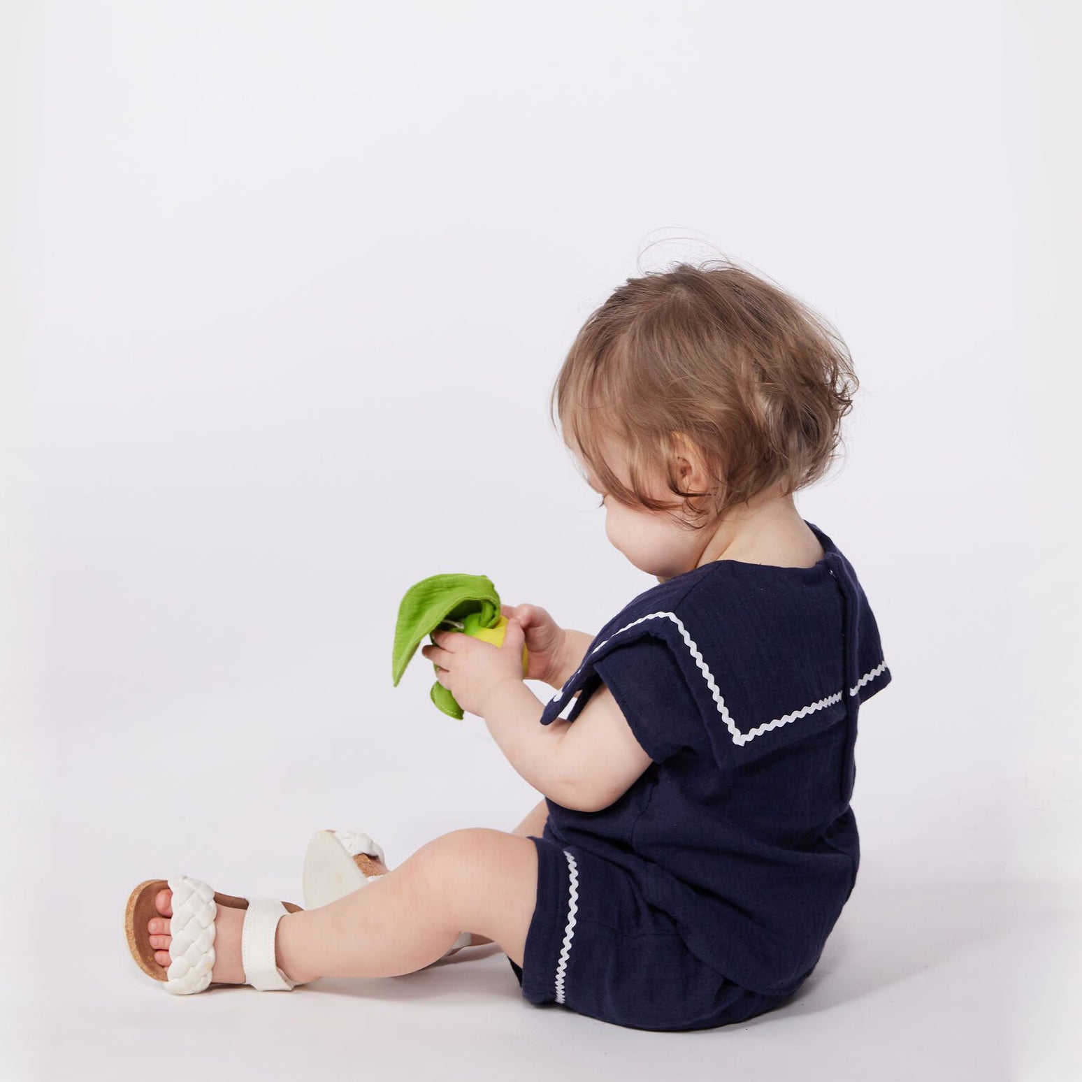 Baby Girls Blue Navy Baby Collar Cotton Set