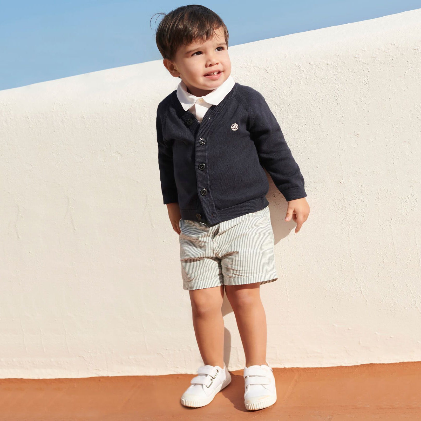 Baby Boys Dark Blue Cotton Cardigan