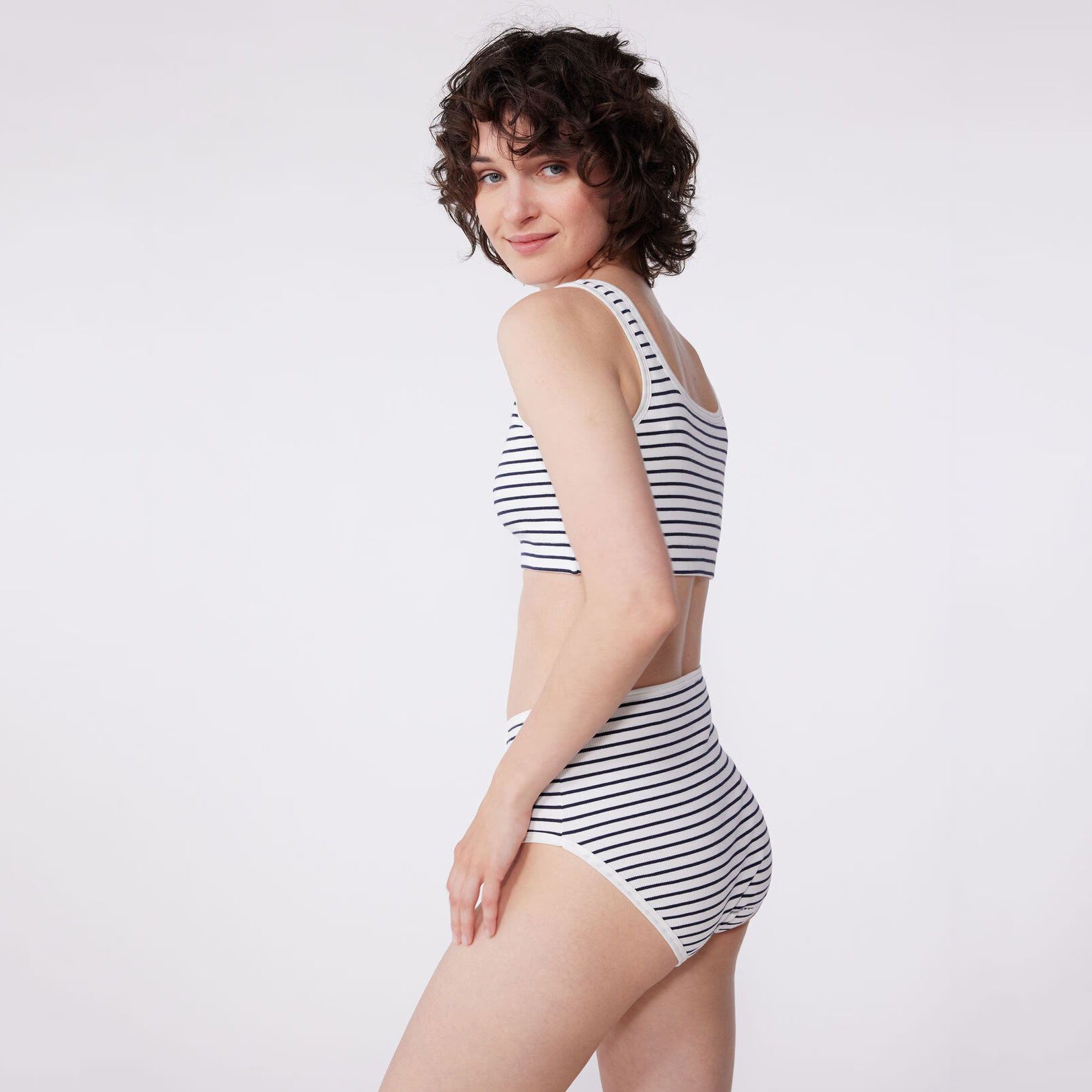 Women Dark Blue Stripes Cotton Underwear