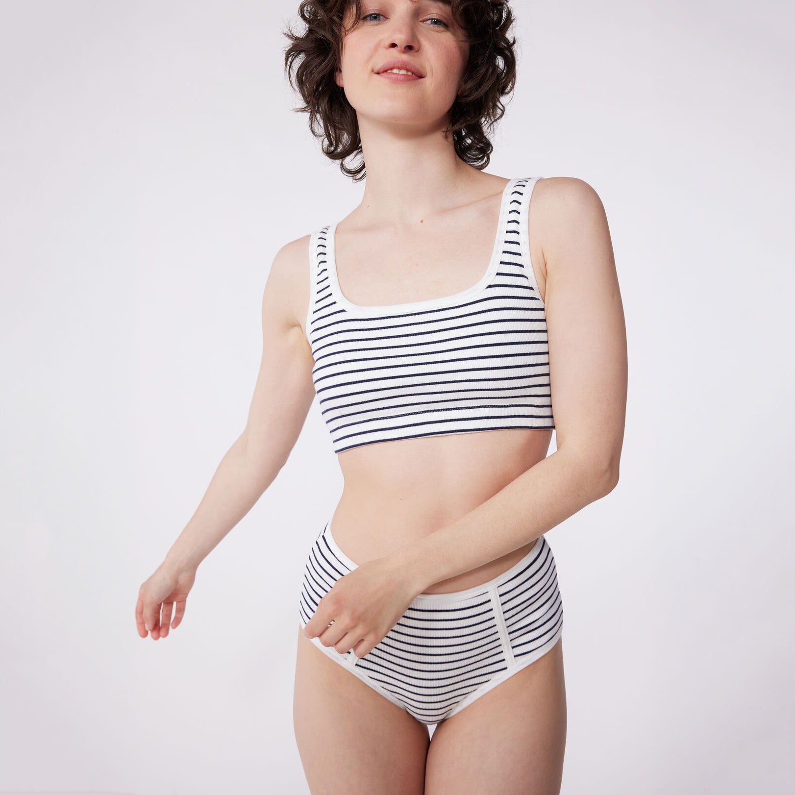Women Dark Blue Stripes Cotton Underwear