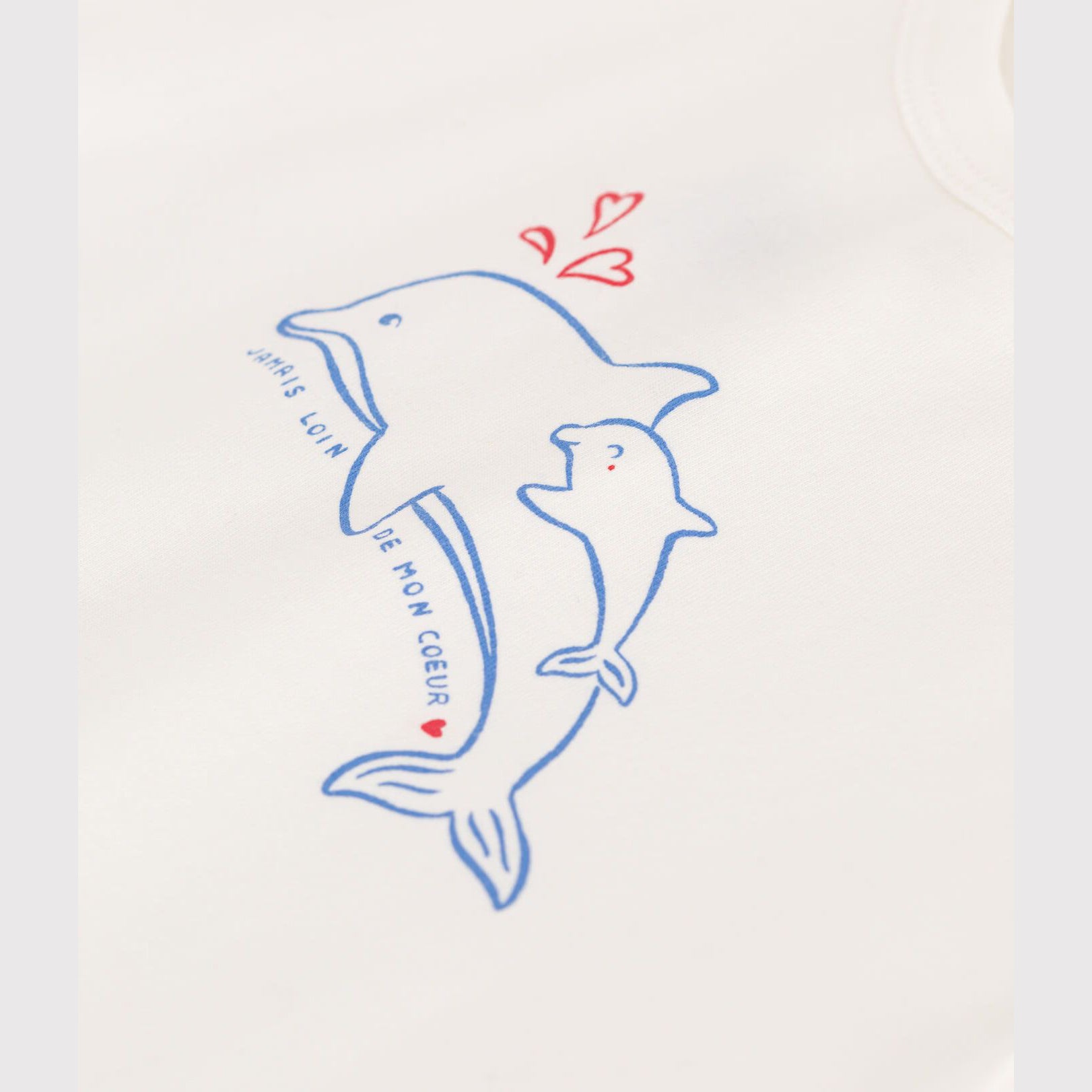 Baby Girls Ivory Printed Dolphin Cotton T-Shirt