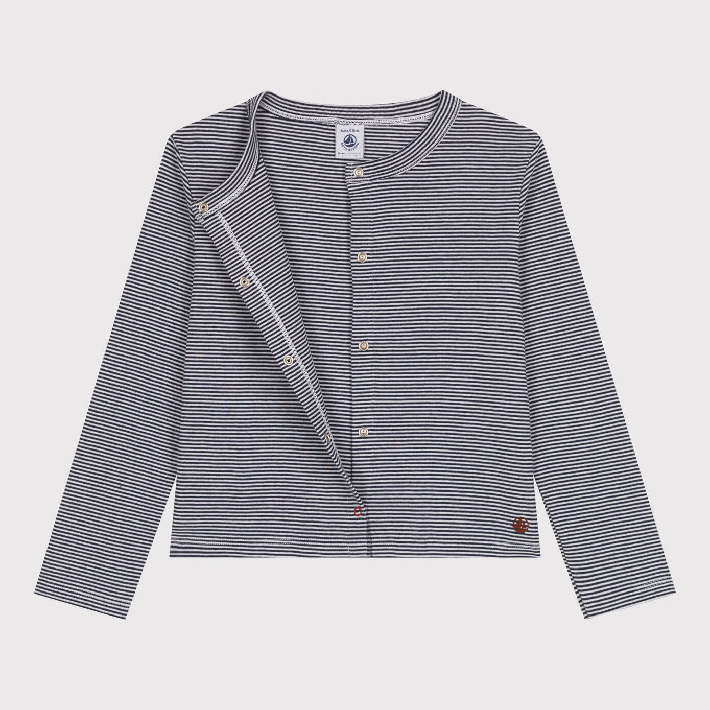 Girls Dark Blue Stripes Cotton Cardigan