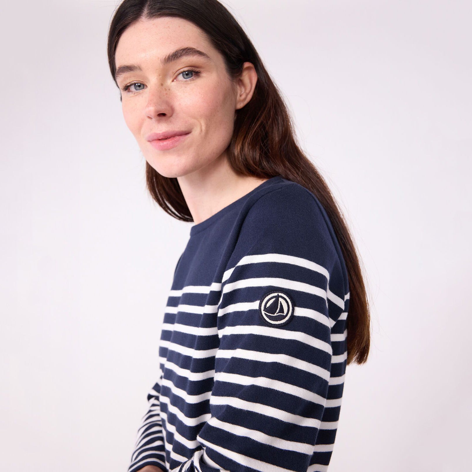 Women Navy Stripes Cotton T-Shirt