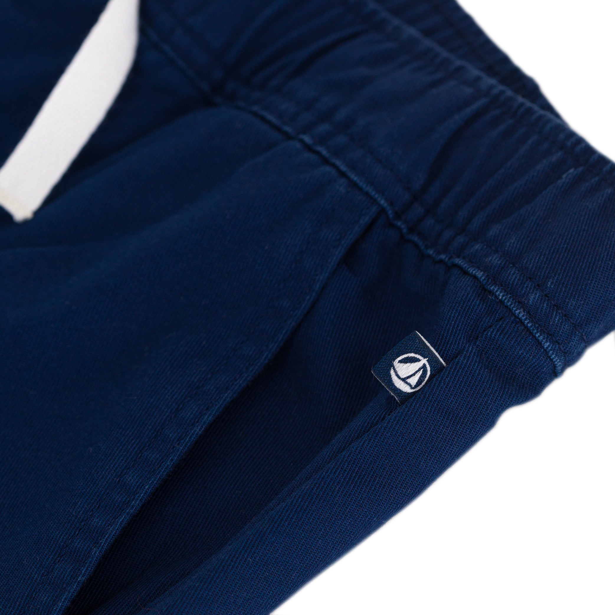 Boys Blue Embroidery Logo Cotton Trousers