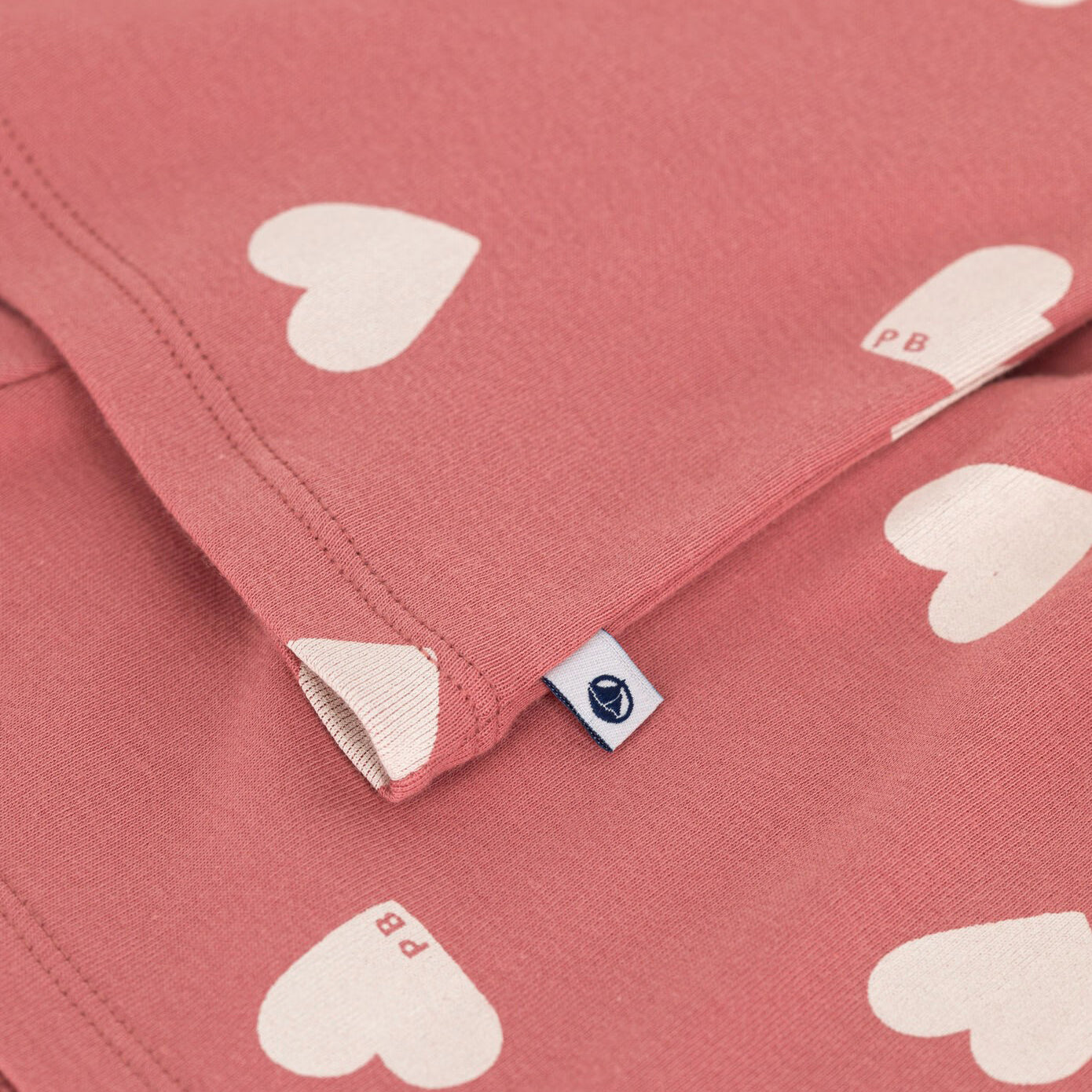 Girls Pink Printed Heart Cotton Nightwear Set