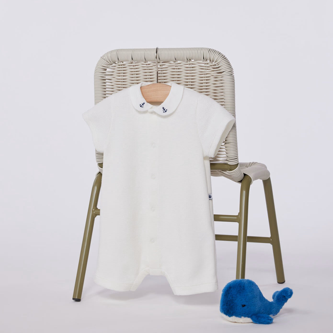 Baby Boys & Girls White Cotton Babysuit