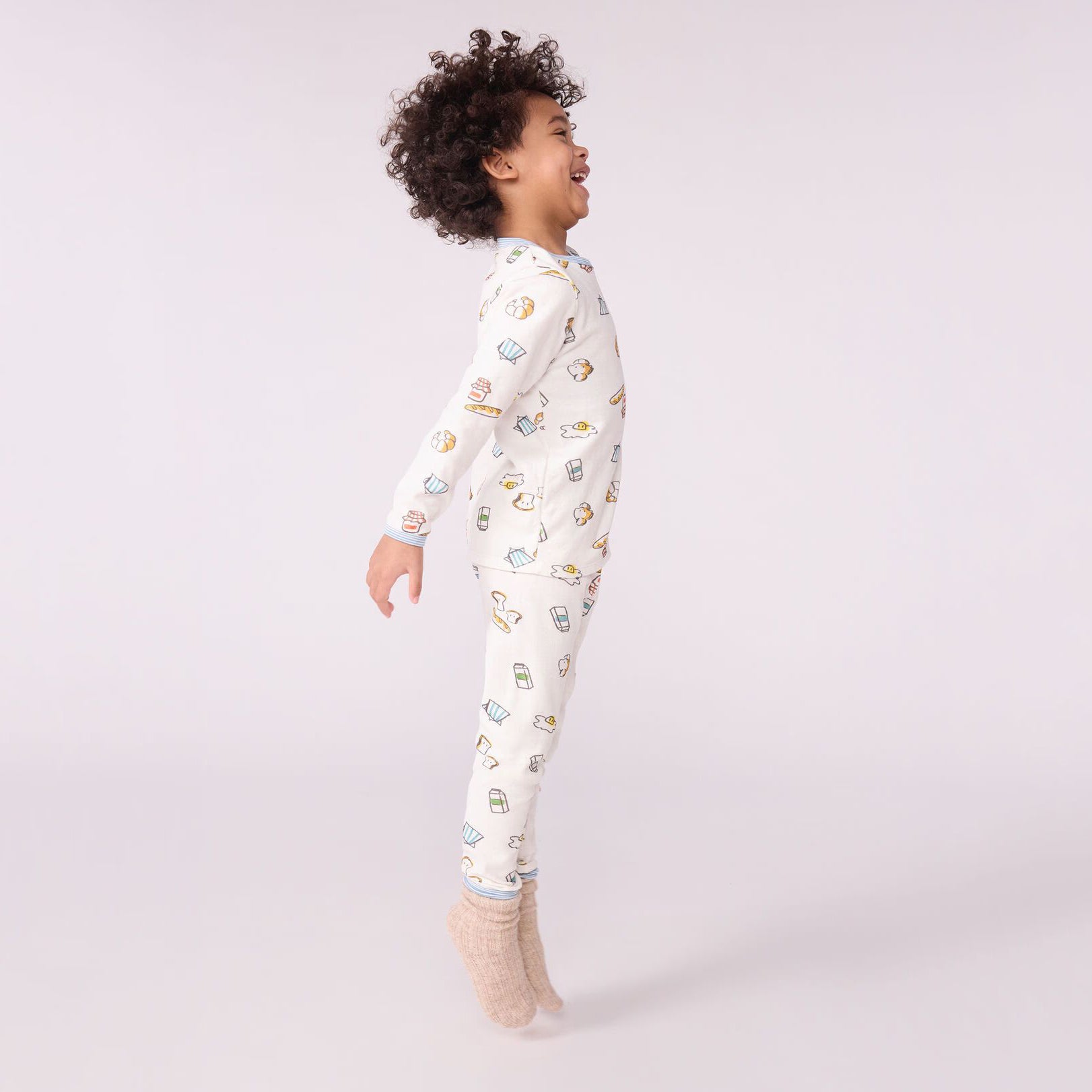 Boys White Printed Cotton Nightwear Set