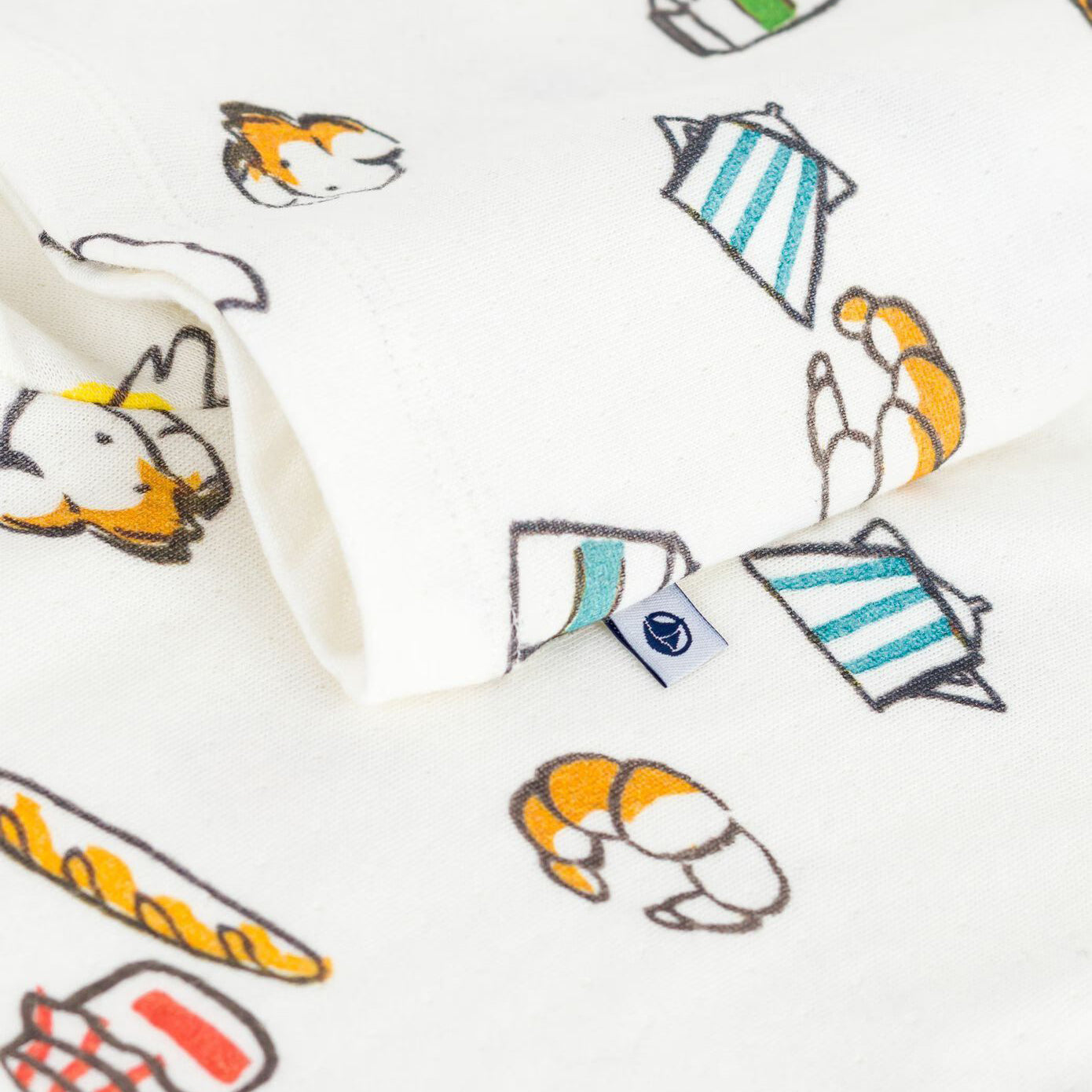 Boys White Printed Cotton Nightwear Set