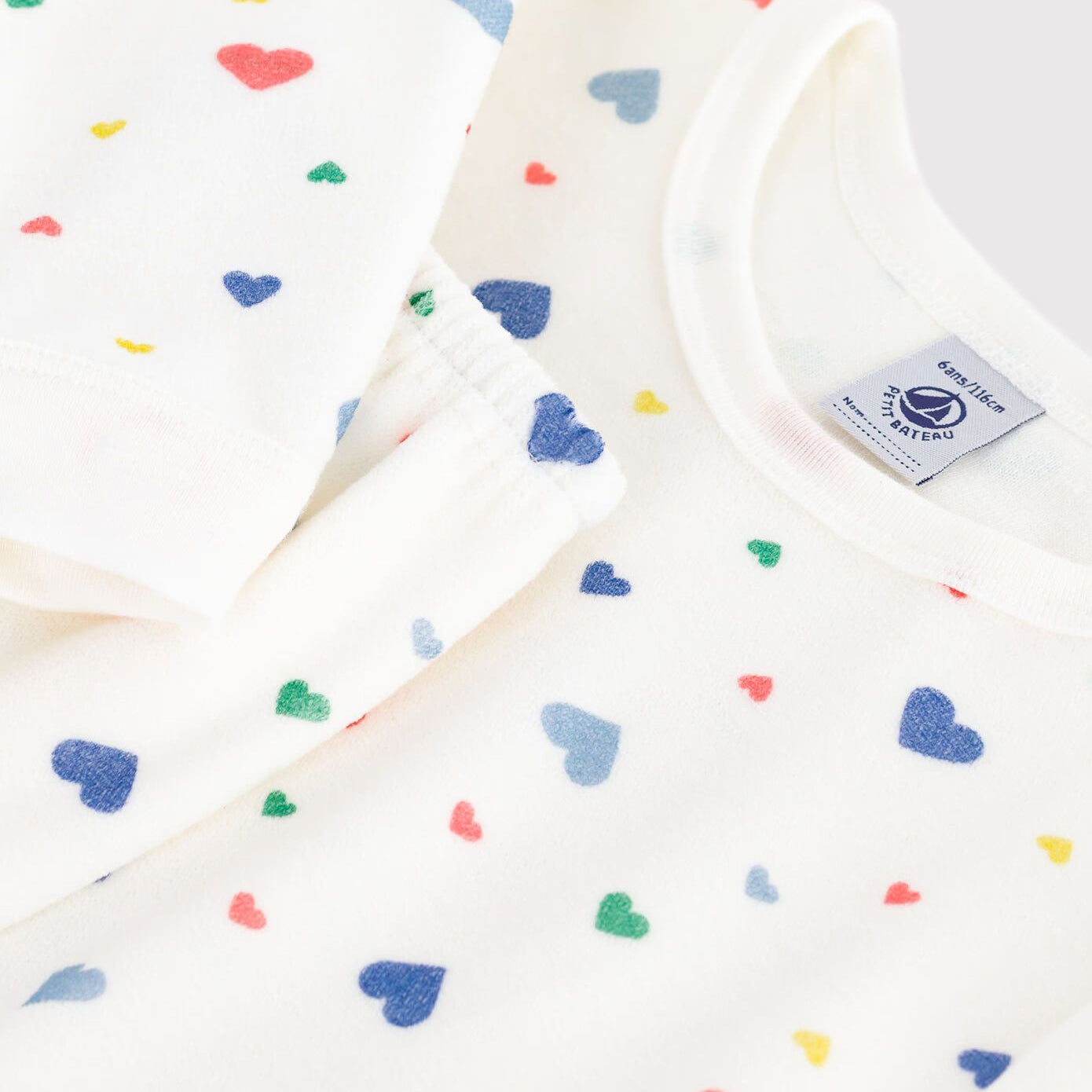 Girls White Heart Cotton Nightwear Set