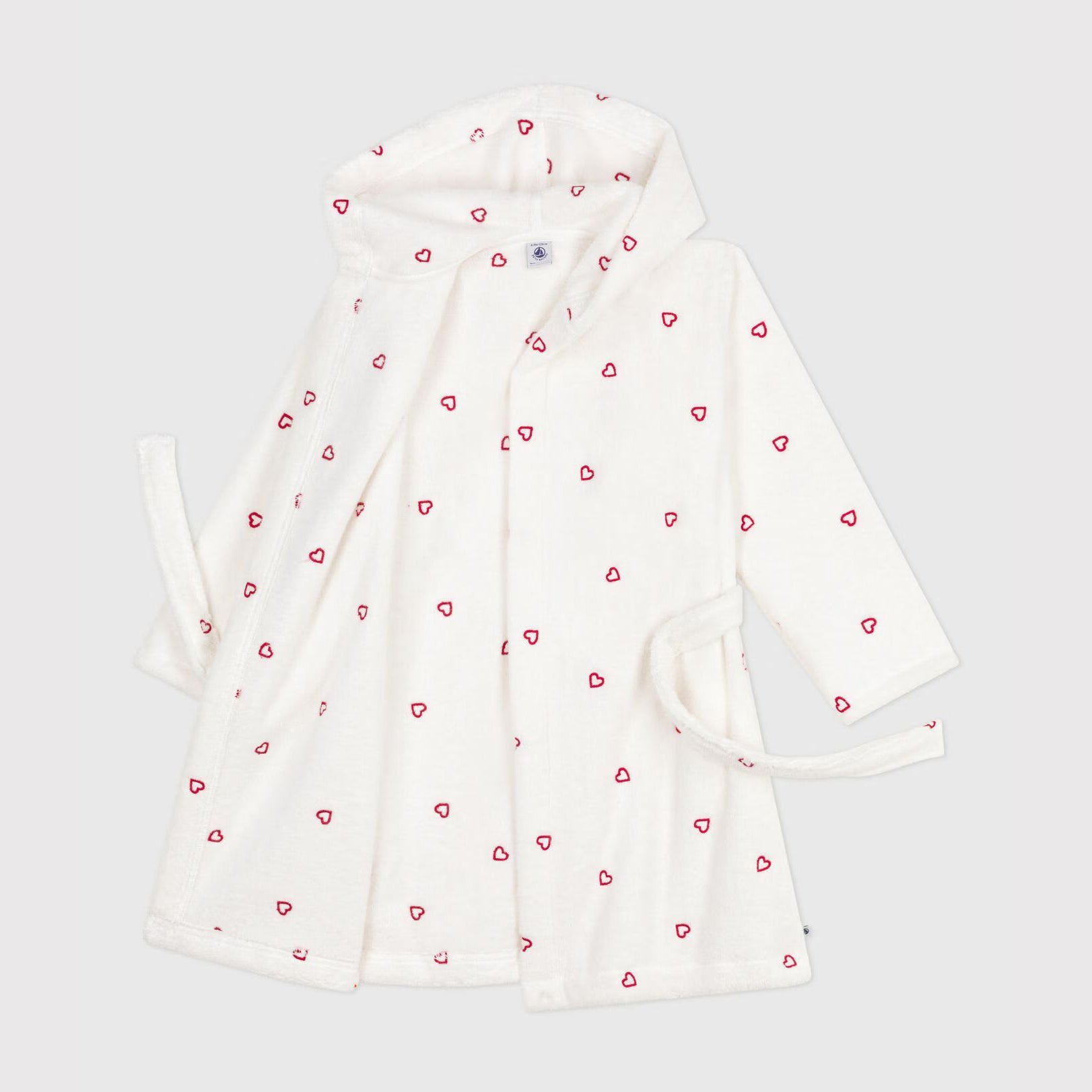 Girls White Heart Bathrobe