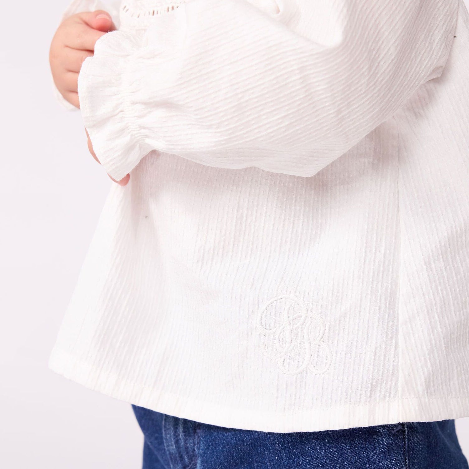 Baby Girls White Cotton Shirt