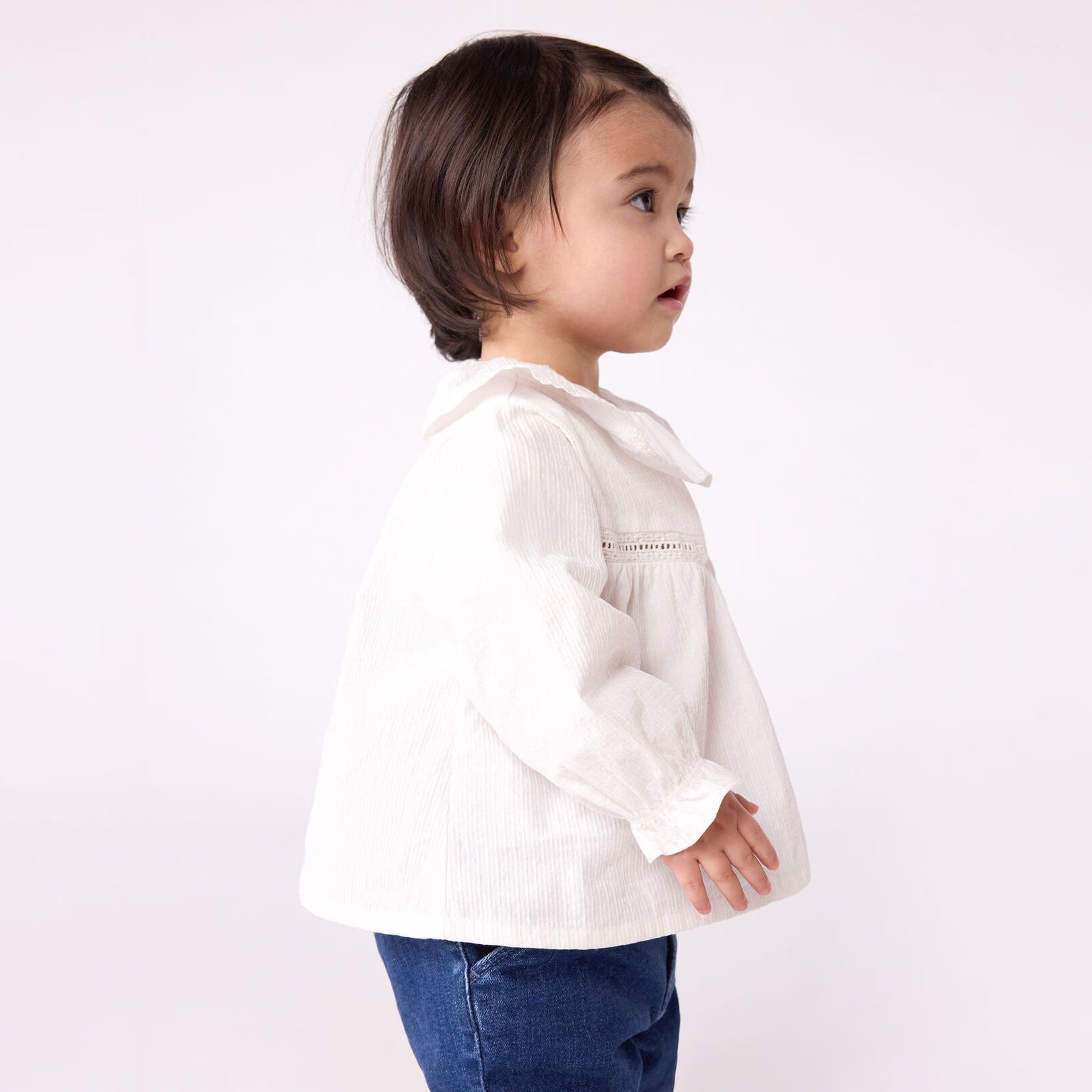 Baby Girls White Cotton Shirt