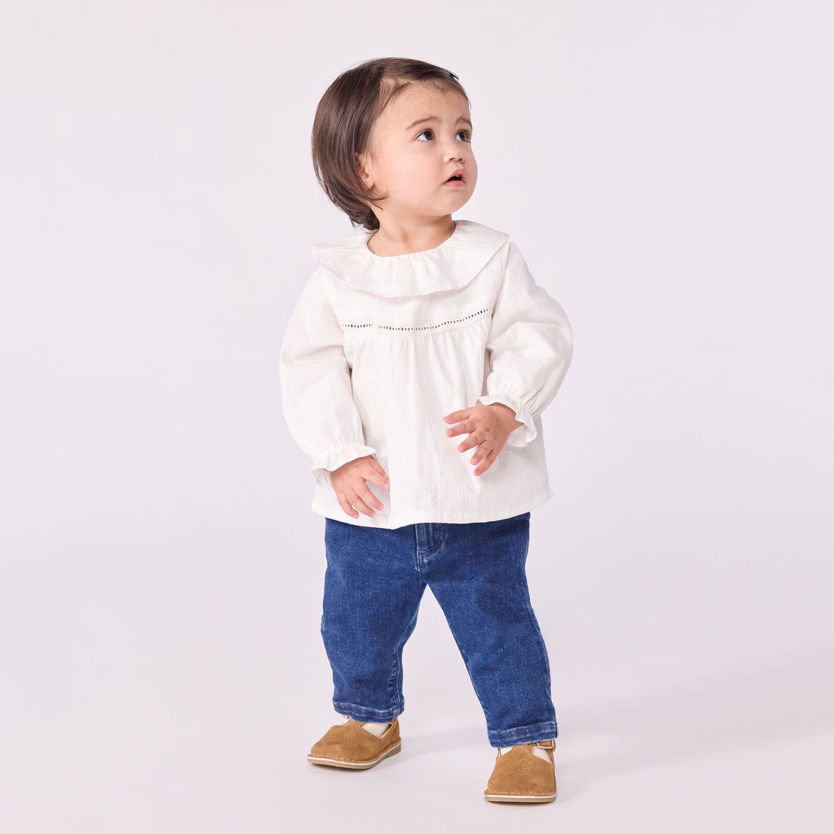 Baby Girls White Cotton Shirt