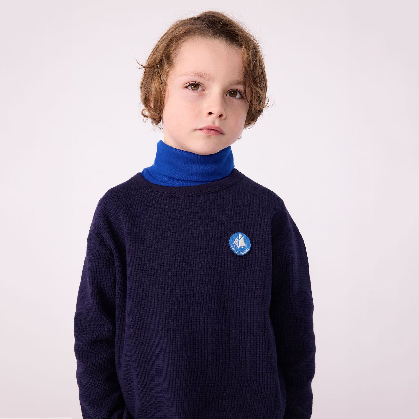 Boys Navy Logo Cotton T-Shirt
