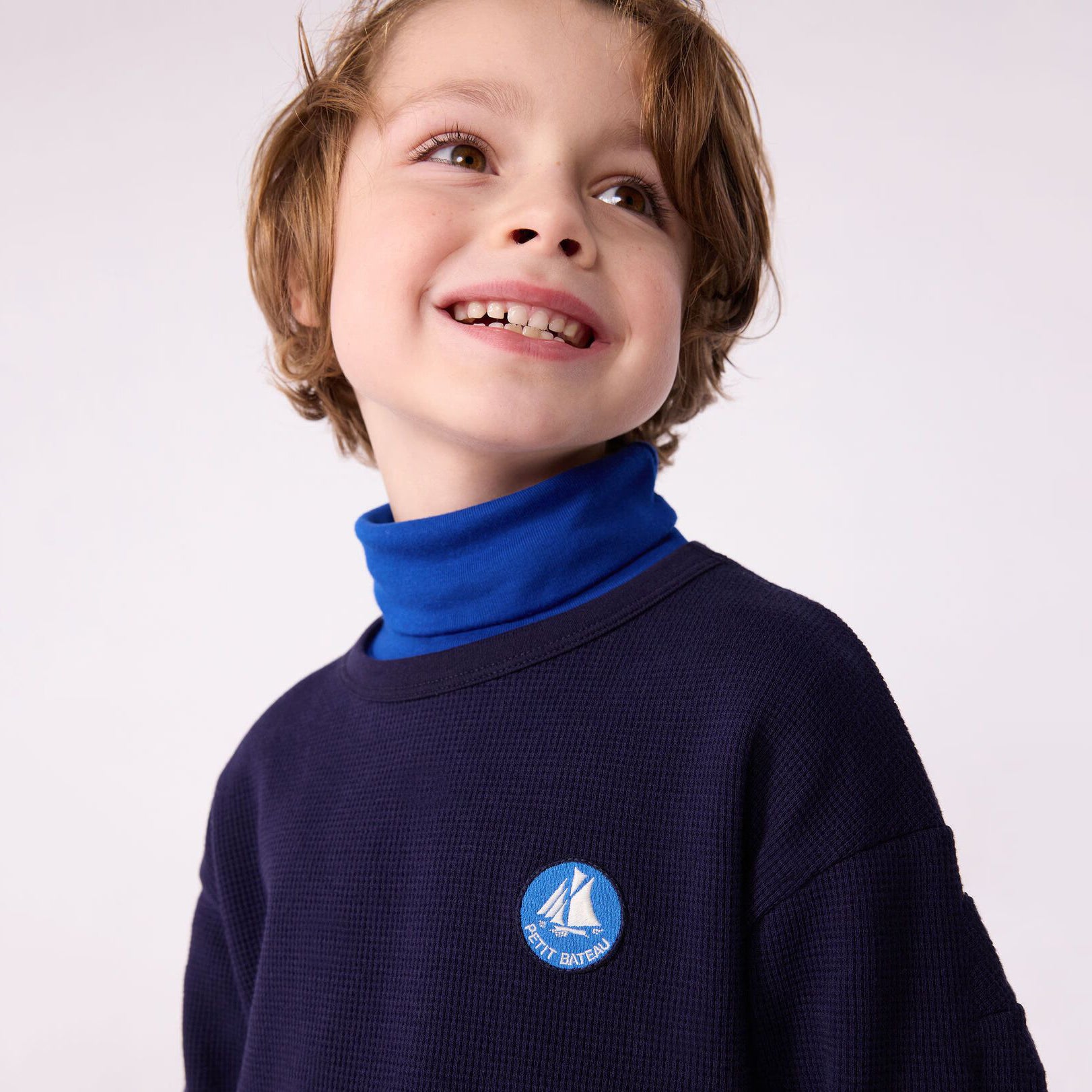 Boys Navy Logo Cotton T-Shirt