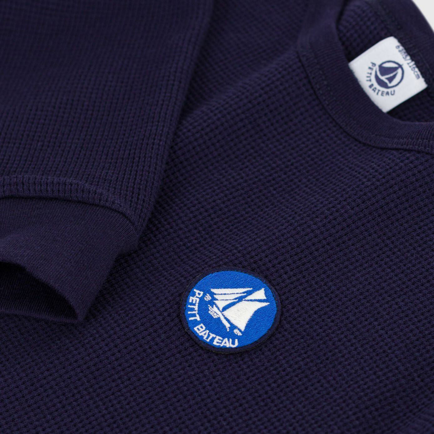 Boys Navy Logo Cotton T-Shirt
