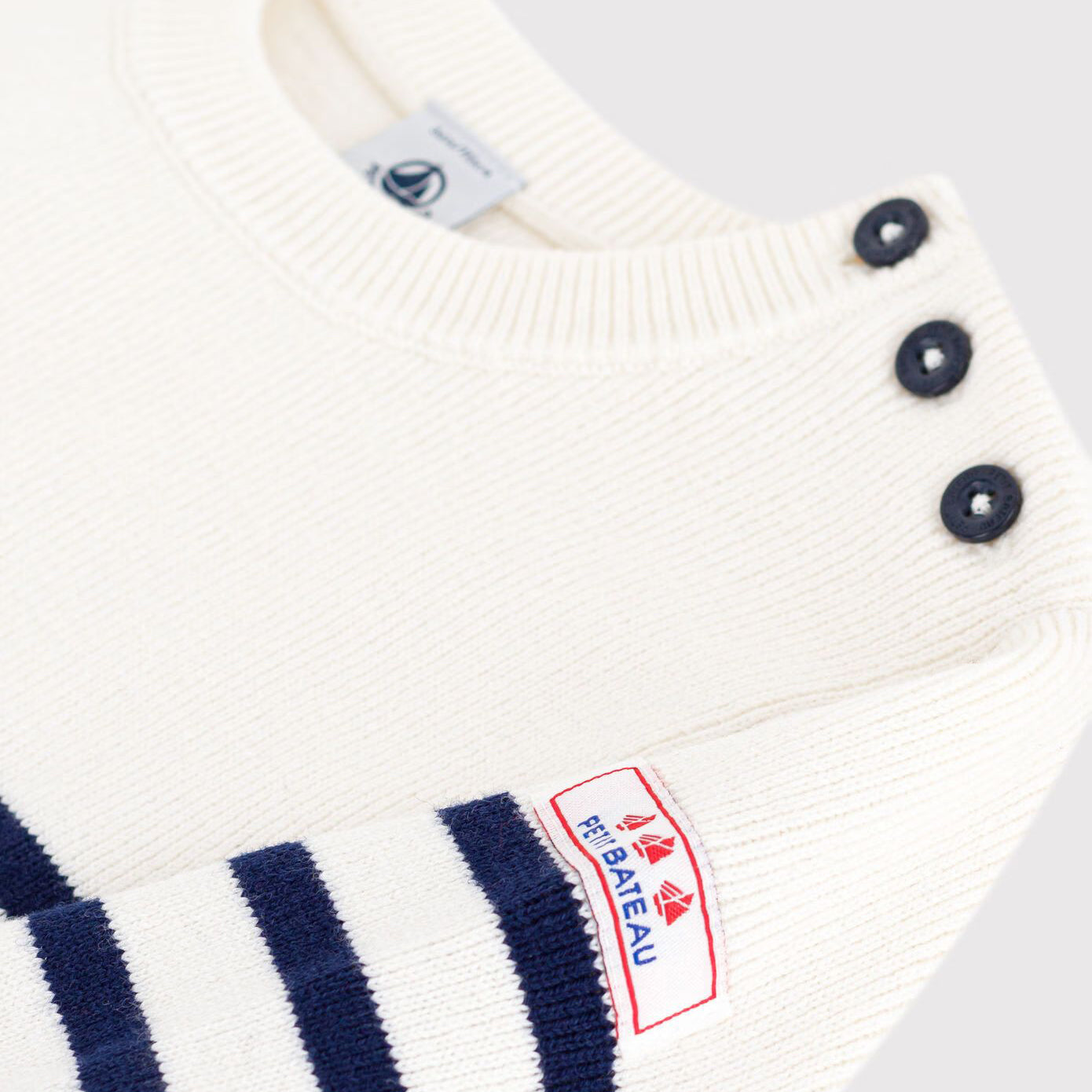 Boys White Stripes Wool Sweater