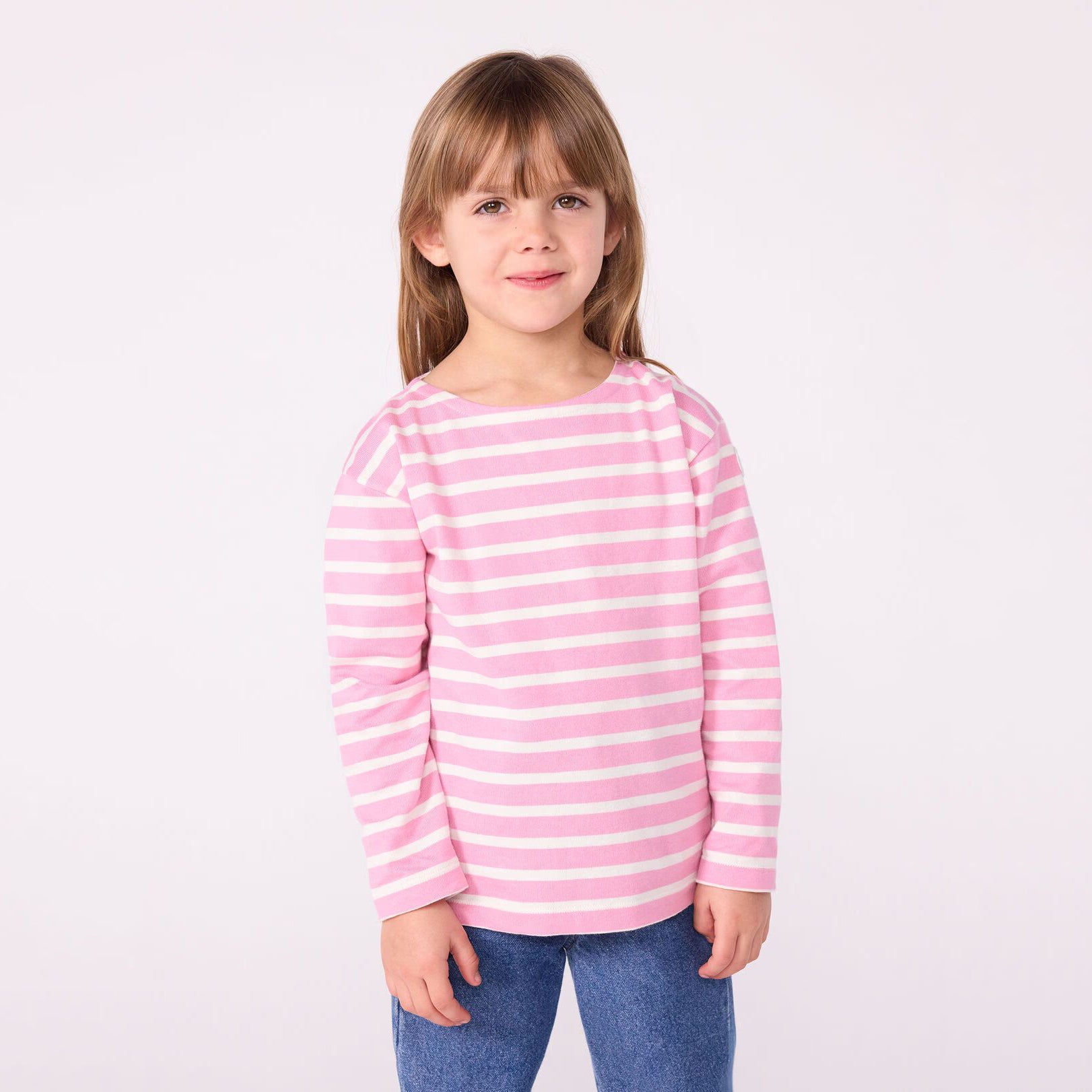 Girls Pink Stripes Cotton T-Shirt