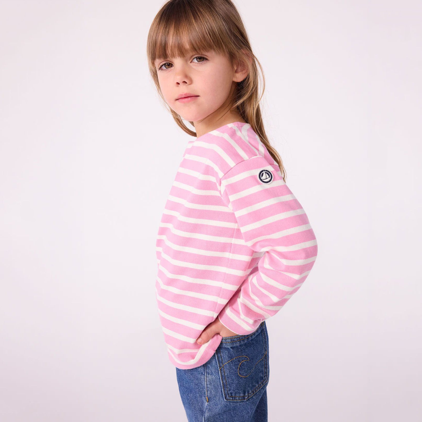 Girls Pink Stripes Cotton T-Shirt