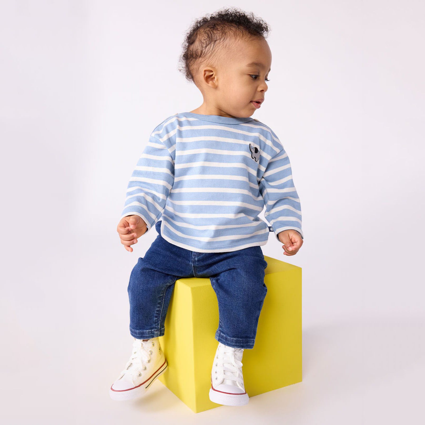 Baby Boys Light Blue Stripes Cotton T-Shirt