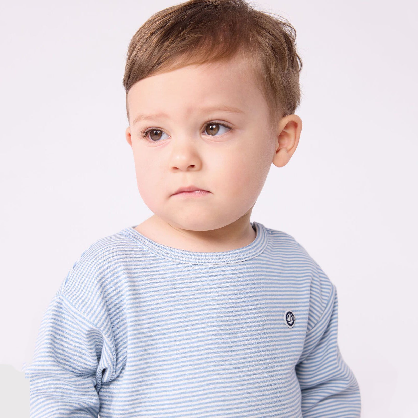 Baby Boys Light Blue Stripes Cotton T-Shirt