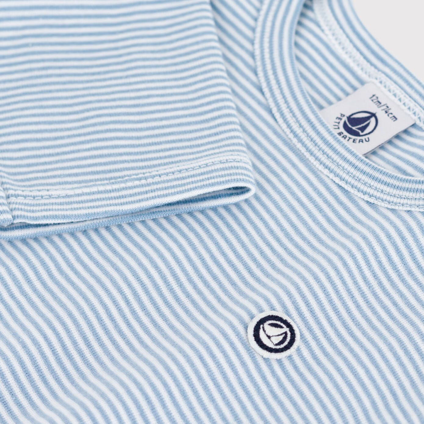 Baby Boys Light Blue Stripes Cotton T-Shirt