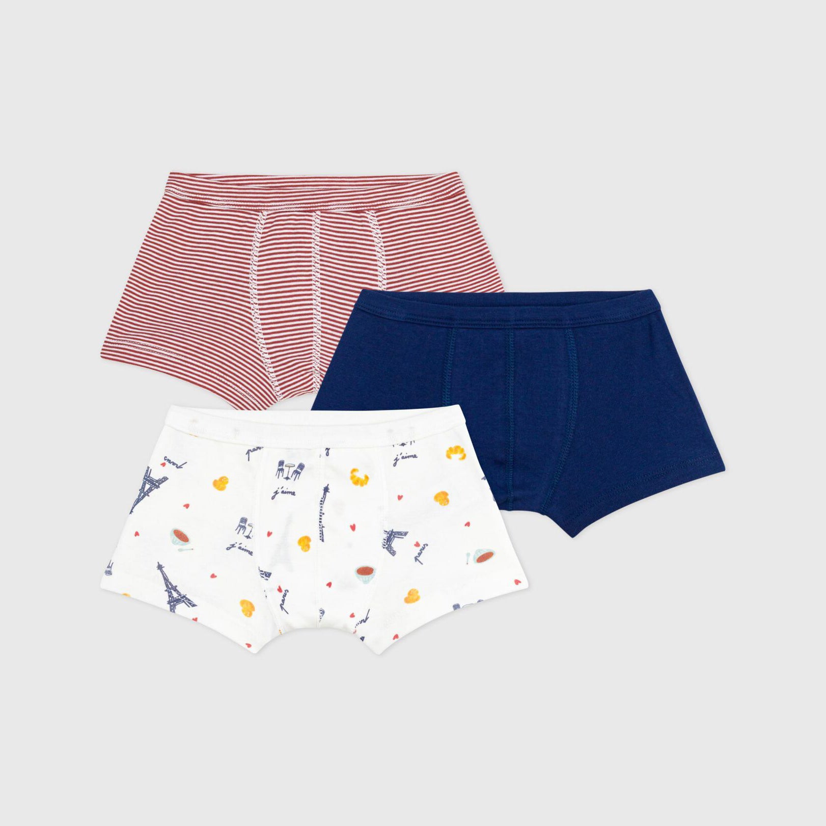 Boys Tricolor Cotton Underwear Set(3 Pack)