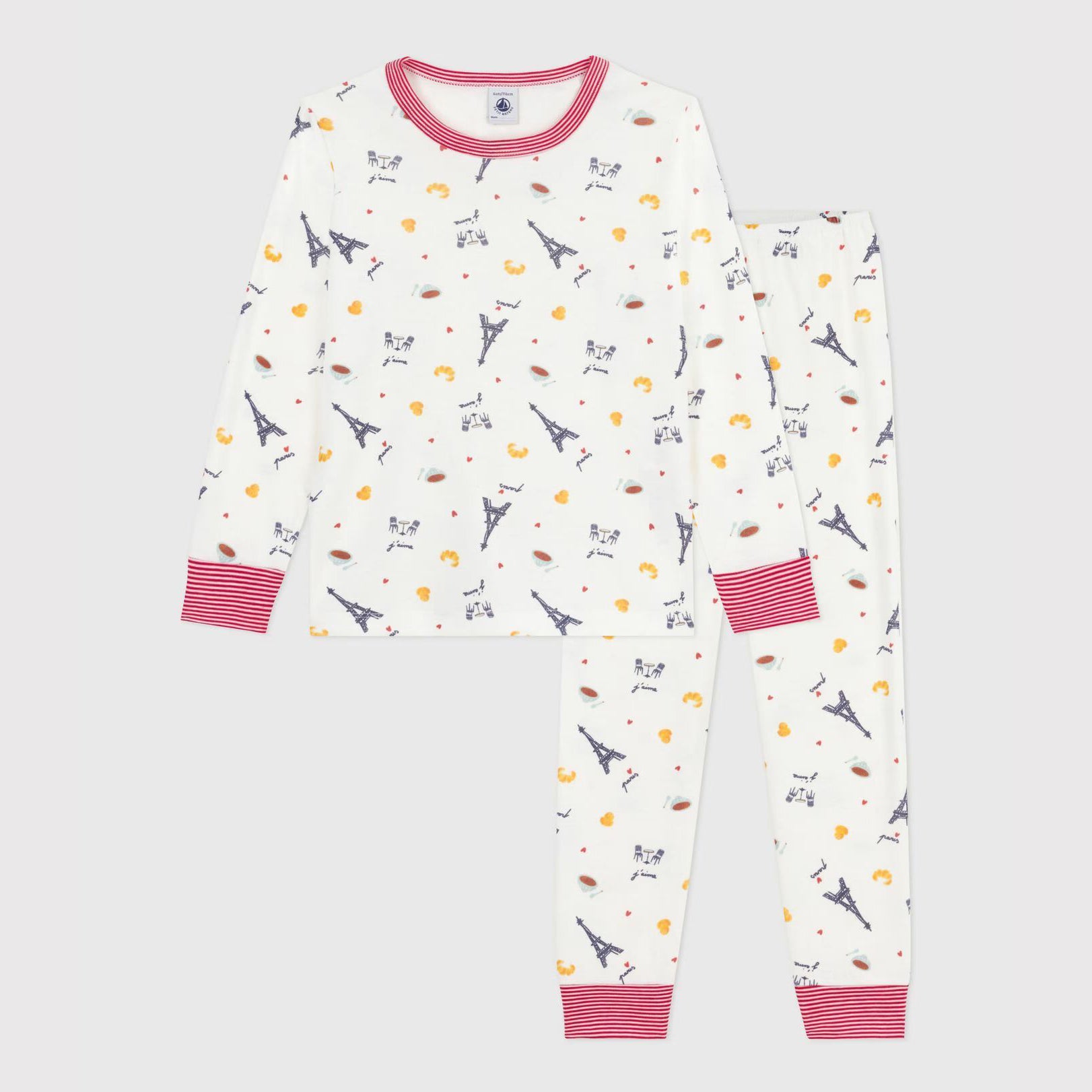 Boys  & Girls White Printed Cotton Nightwear Set